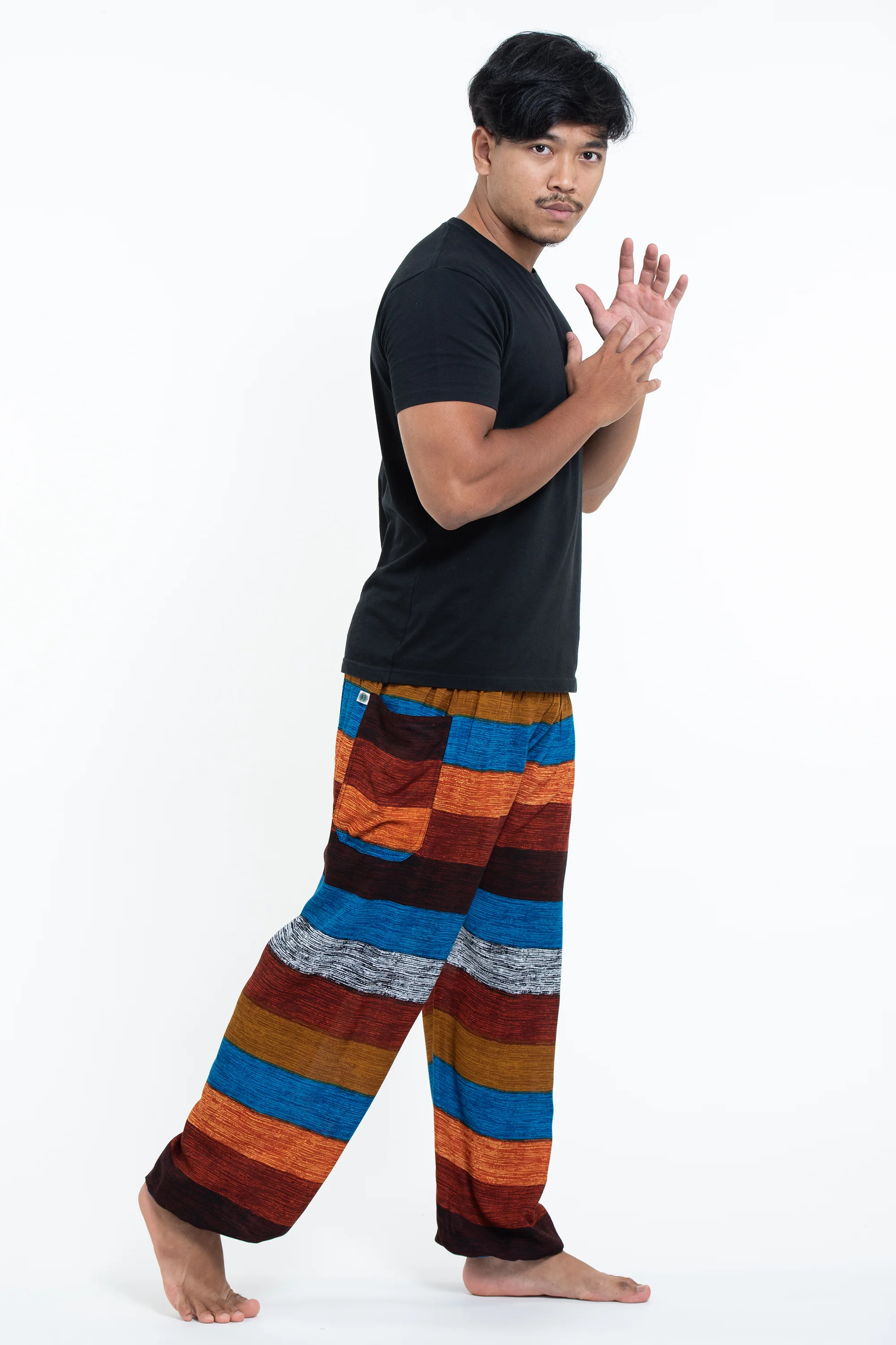 1008-Boho-Striped-Men-s-Harem-Pants-in-Rust-3.webp Boho Striped Men's Harem Pants in Rust