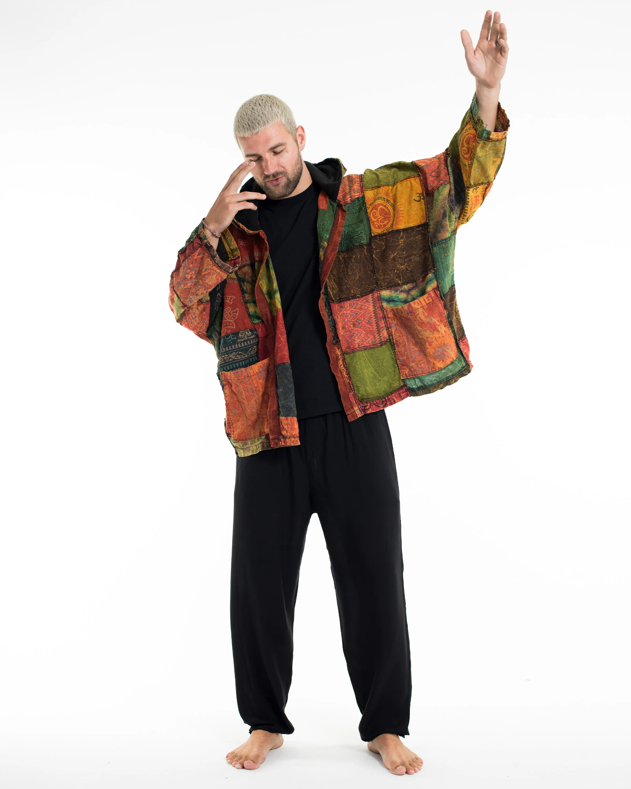 1025-Patchwork-Stonewash-Hooded-Jacket-in-Multi-Orange-4.webp Patchwork Stonewash Hooded Jacket in Multi Orange