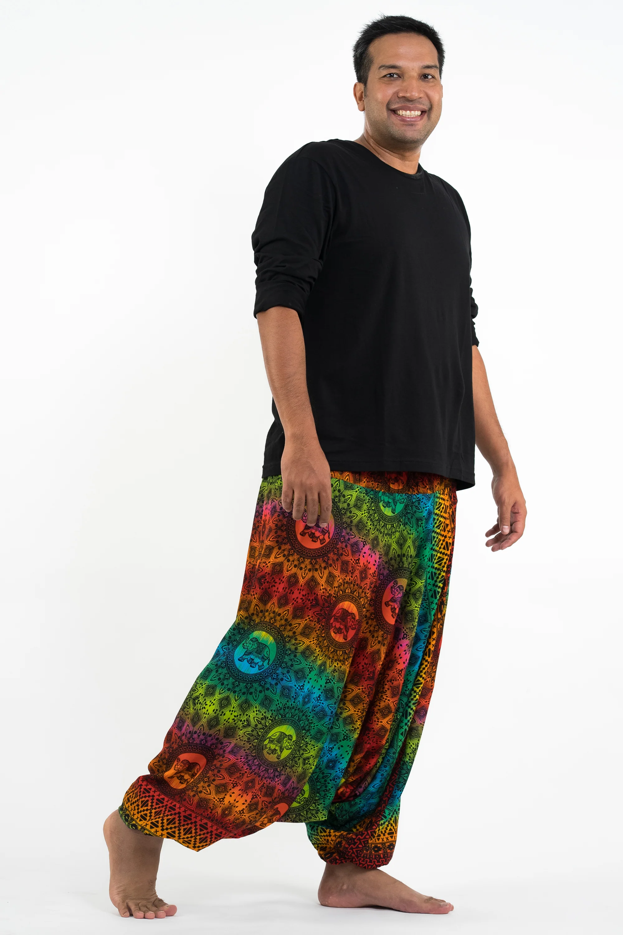 1031-Plus-Size-Rainbow-Elephant-Drop-Crotch-Men-s-Elephant-Pants-in-Orange-3.webp Plus Size Rainbow Elephant Drop Crotch Men's Elephant Pants in Orange