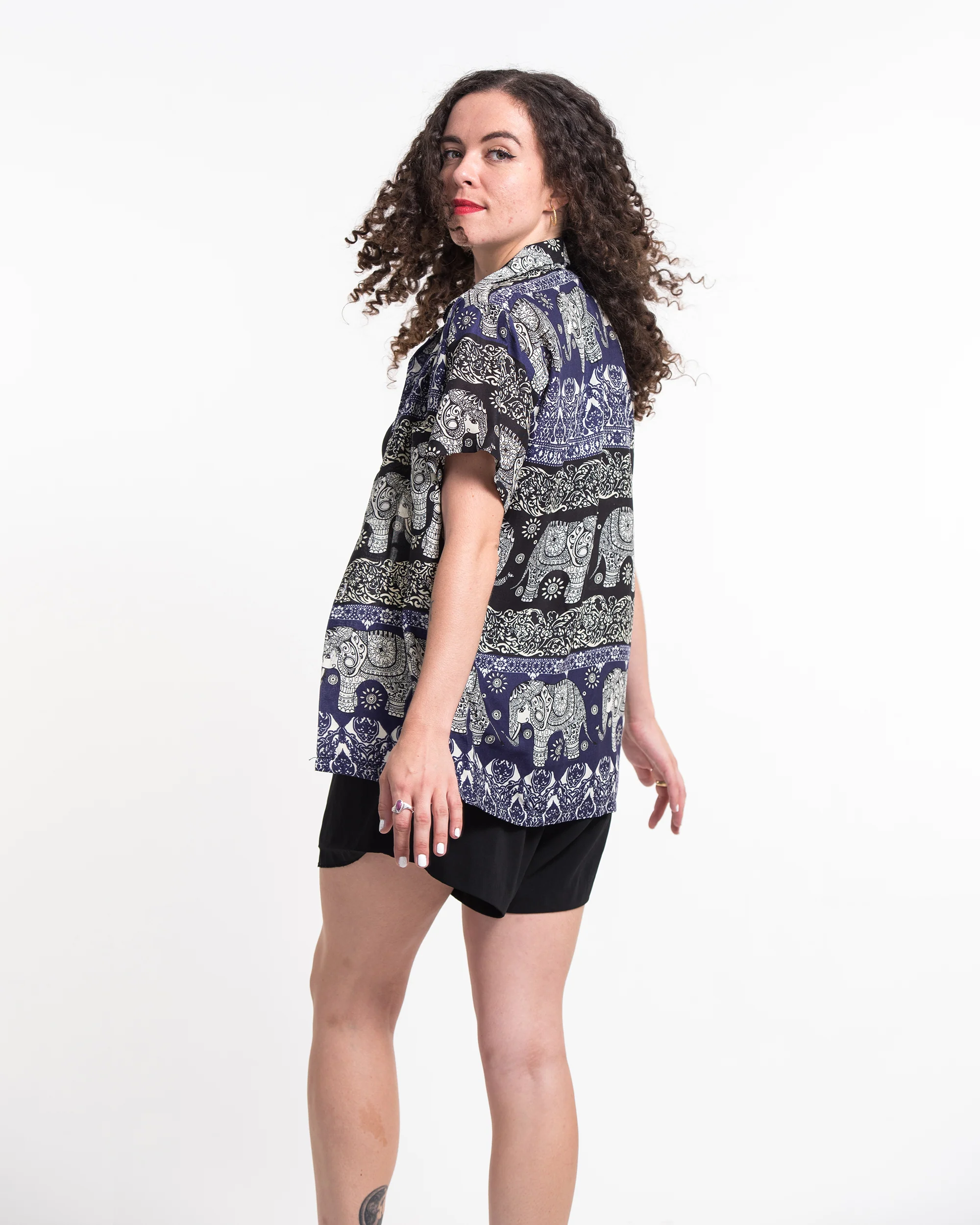 1034-Divine-Elephant-Short-Sleeve-Button-Shirt-in-Indigo-5.webp Divine Elephant Short Sleeve Button Shirt in Indigo