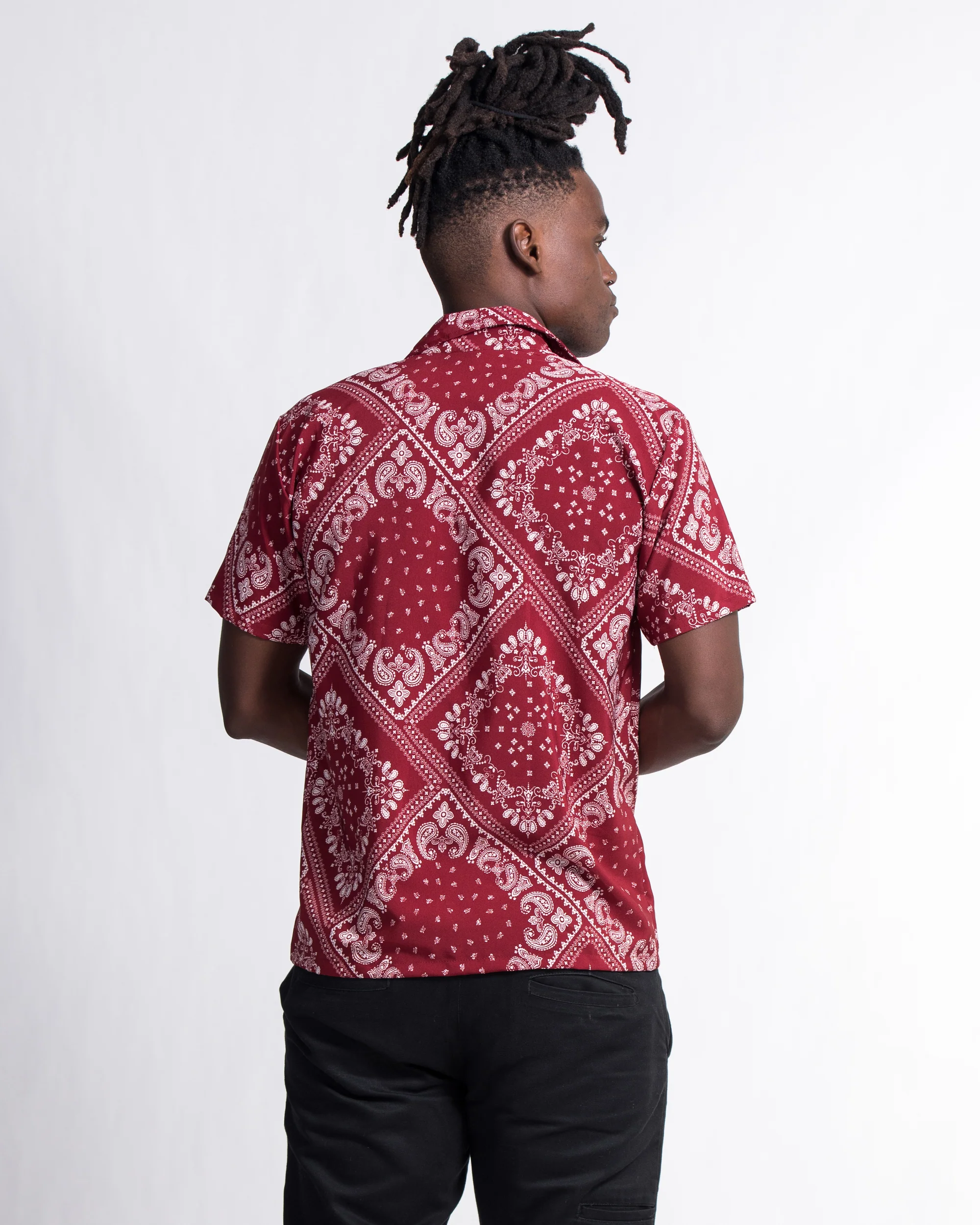 1052-Patchwork-Paisley-Short-Sleeve-Button-Shirt-in-Red-5.webp Patchwork Paisley Short Sleeve Button Shirt in Red