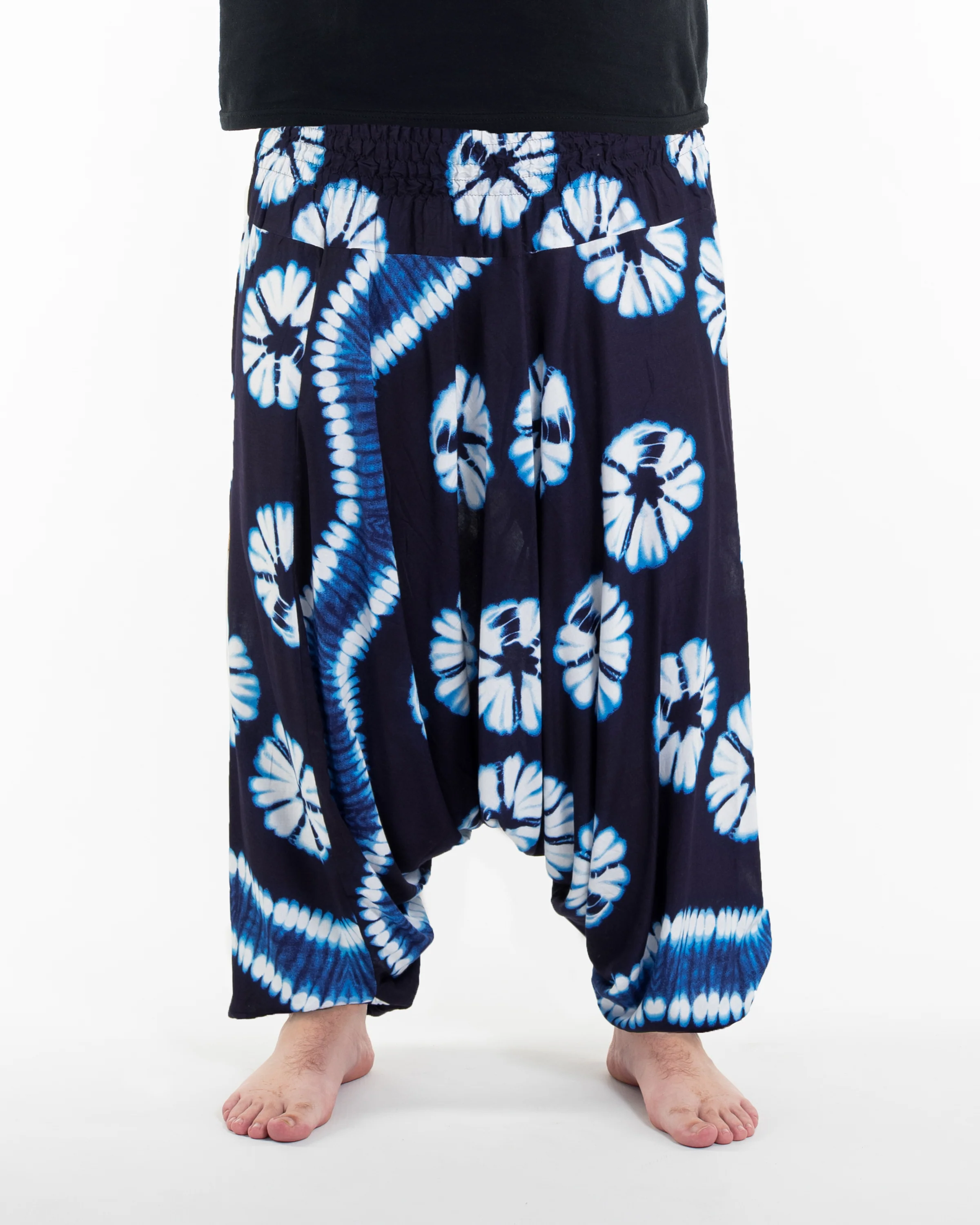 1063-Plus-Size-Tie-Dye-Drop-Crotch-Men-s-Harem-Pants-in-Indigo-2.webp Plus Size Tie Dye Drop Crotch Men's Harem Pants in Indigo