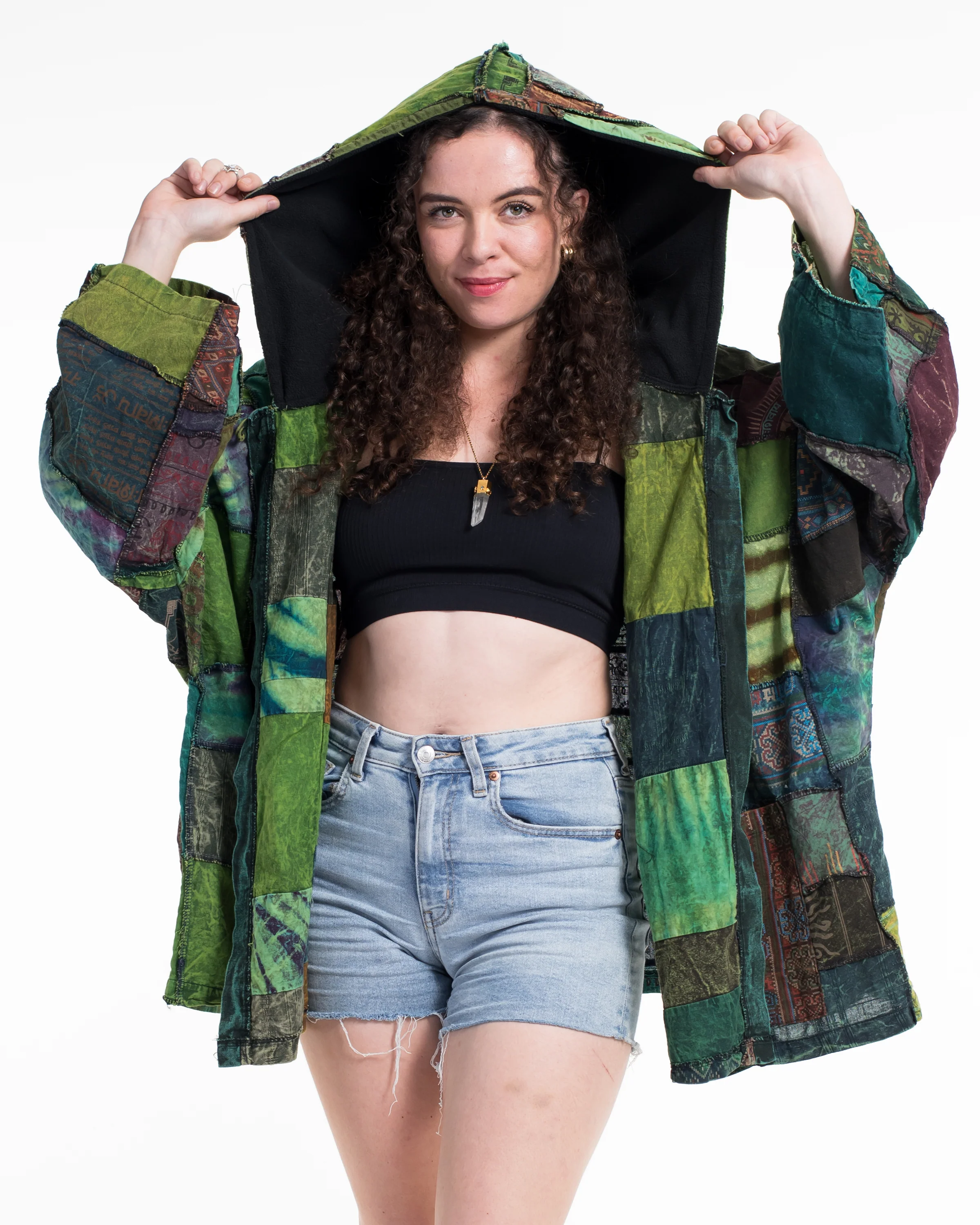 1078-Patchwork-Stonewash-Hooded-Jacket-in-Multi-Green-4.webp Patchwork Stonewash Hooded Jacket in Multi Green