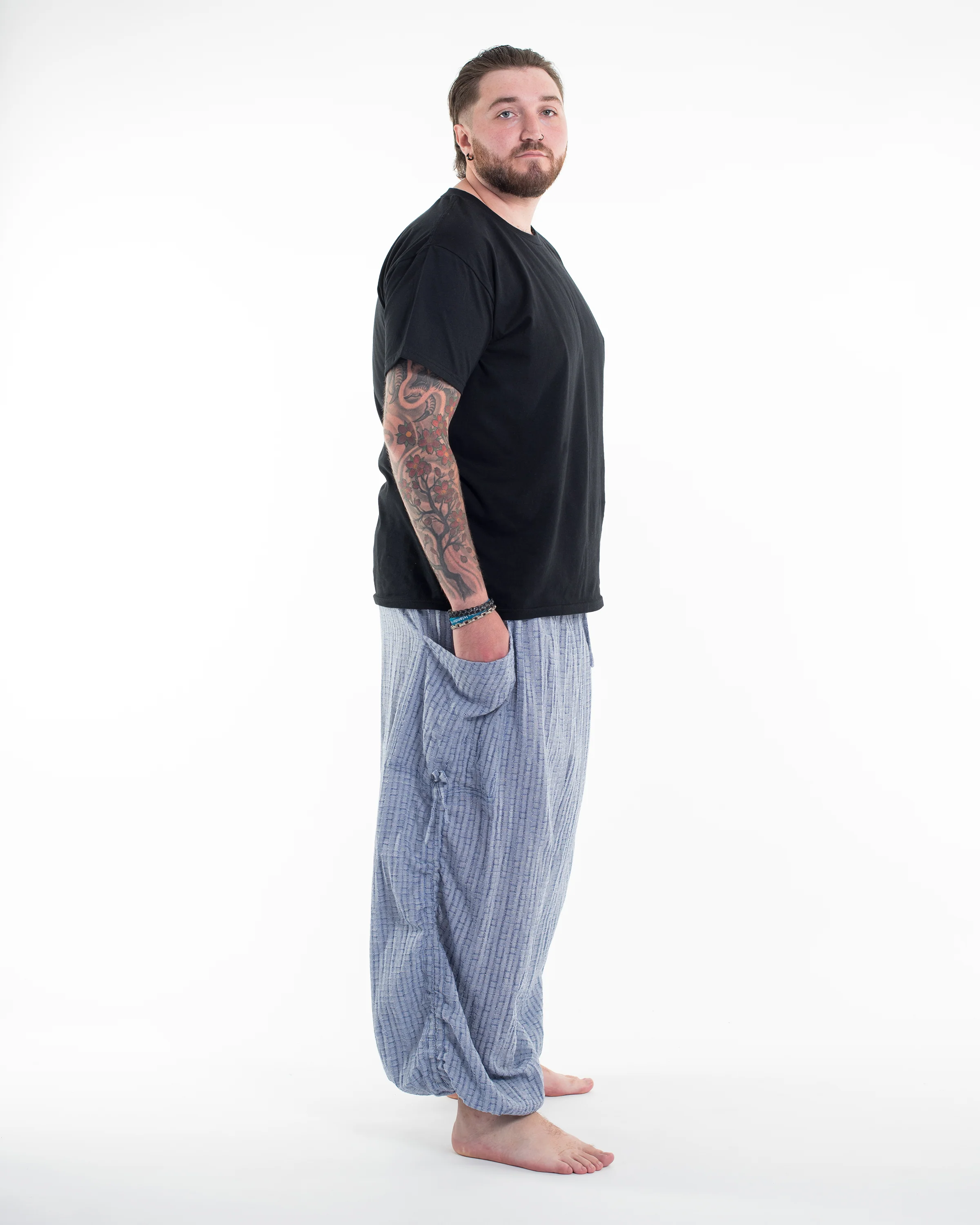 1083-Plus-Size-Men-s-Ribbed-Tencel-Cotton-Blend-Pants-in-Blue-3.webp Plus Size Men's Ribbed Tencel Cotton Blend Pants in Blue