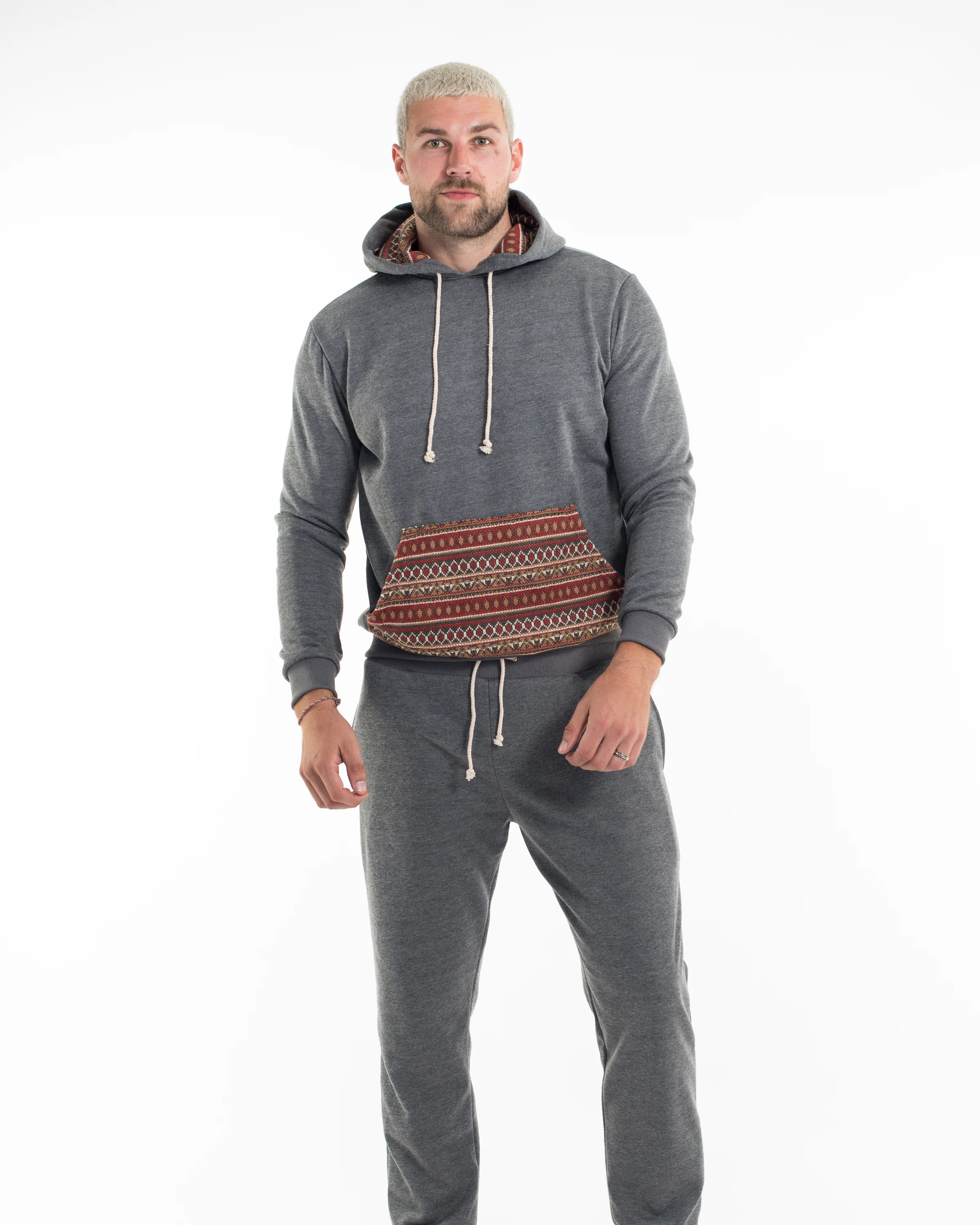 1084-Unisex-Terry-Pullover-Hoodie-with-Tribal-Pockets-in-Black-Size-M-XL-7.webp Unisex Terry Pullover Hoodie with Tribal Pockets in Black (Size M - XL)