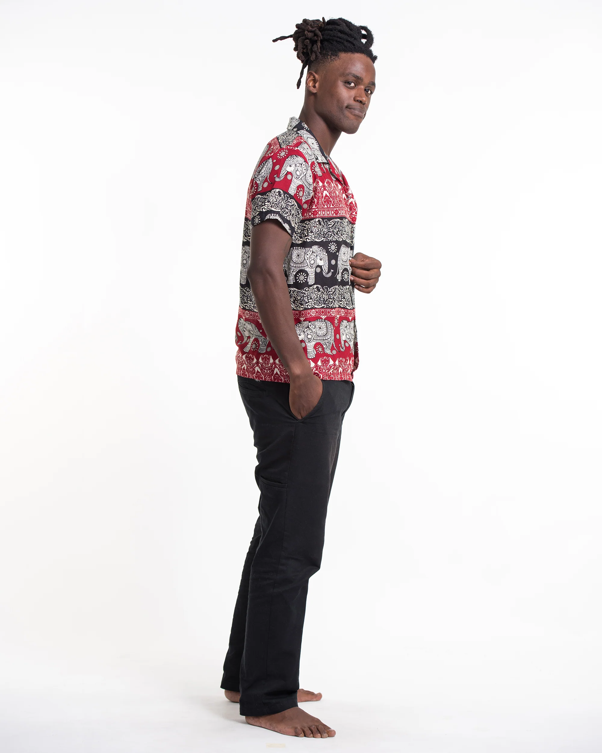 1117-Divine-Elephant-Short-Sleeve-Button-Shirt-in-Red-3.webp Divine Elephant Short Sleeve Button Shirt in Red