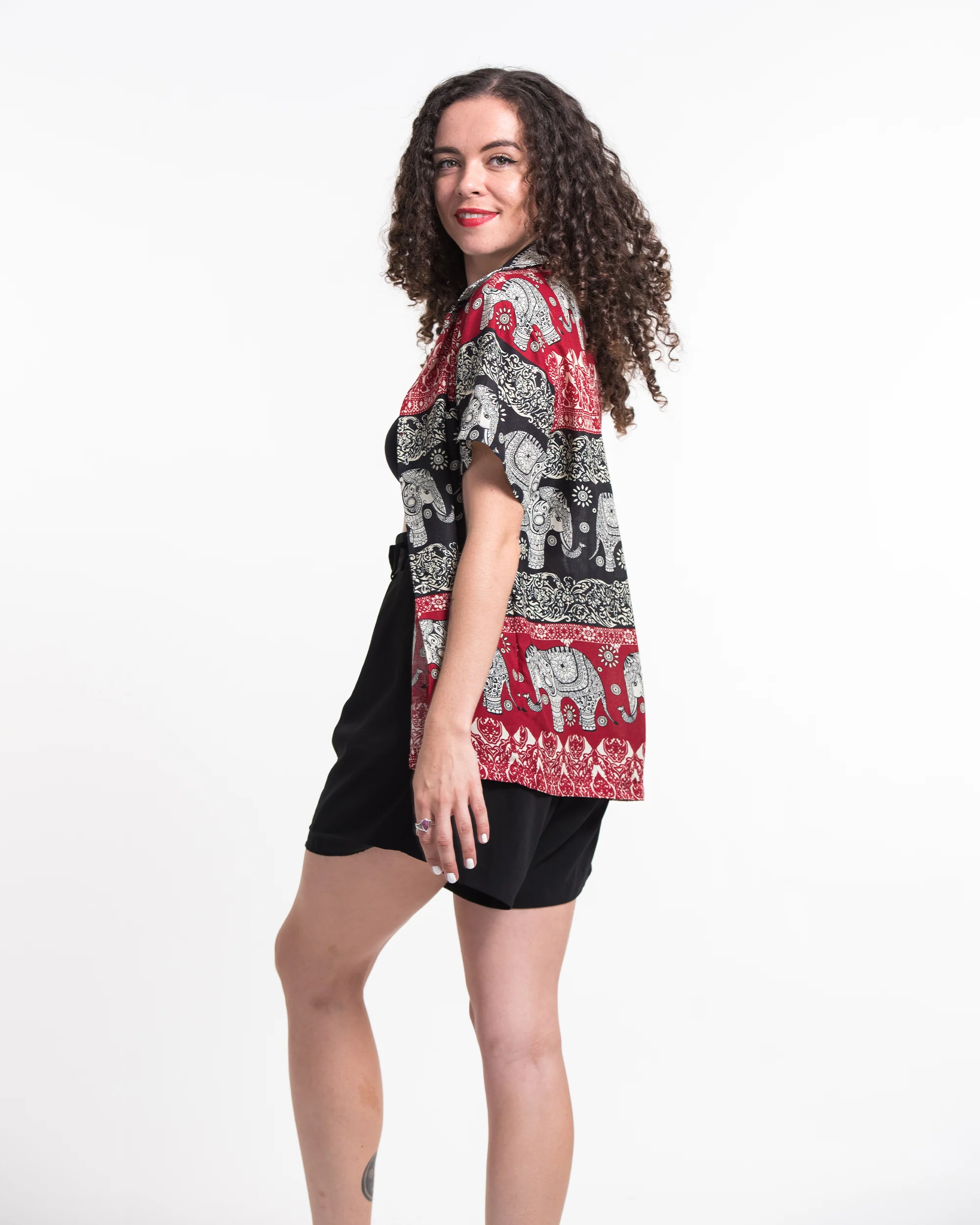 1117-Divine-Elephant-Short-Sleeve-Button-Shirt-in-Red-4.webp Divine Elephant Short Sleeve Button Shirt in Red