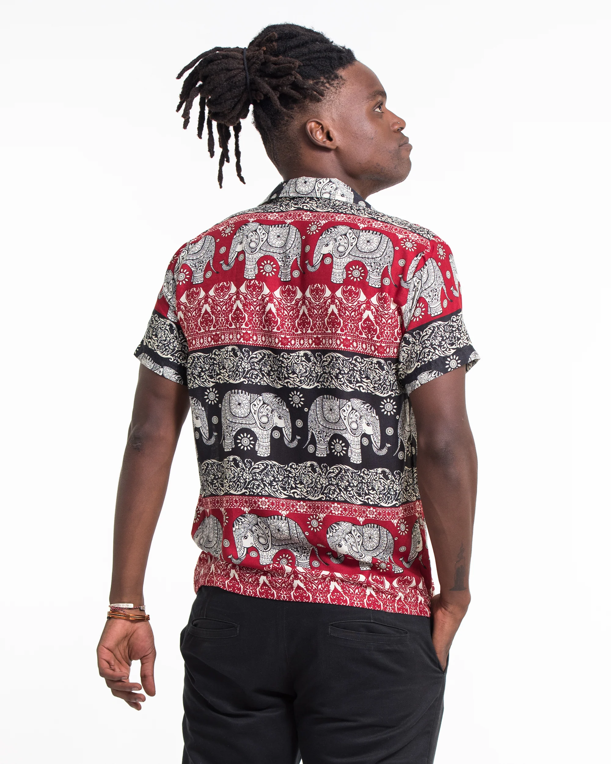 1117-Divine-Elephant-Short-Sleeve-Button-Shirt-in-Red-5.webp Divine Elephant Short Sleeve Button Shirt in Red