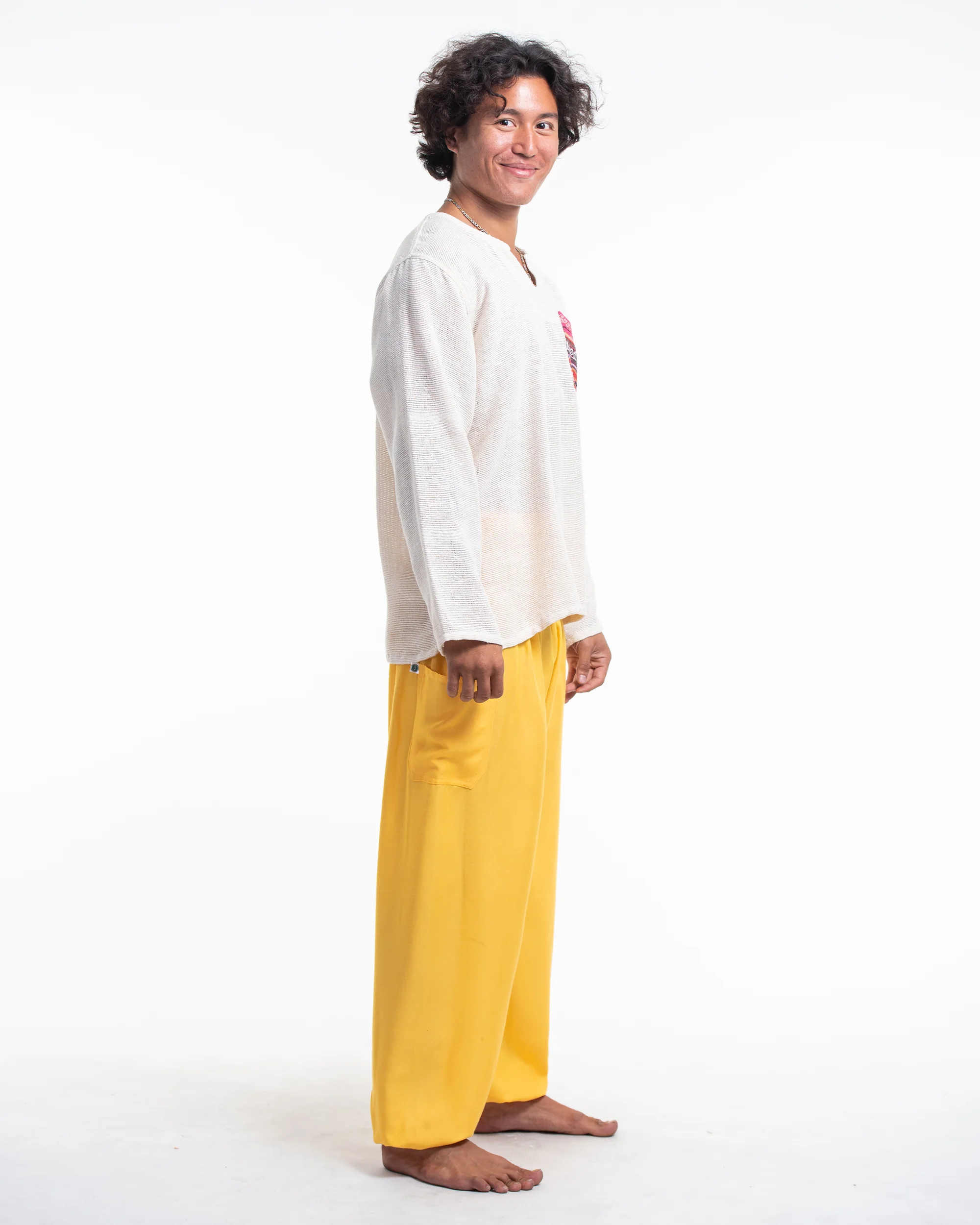 1137-Solid-Color-Men-s-Harem-Pants-in-Light-Yellow-3.webp Solid Color Men's Harem Pants in Light Yellow