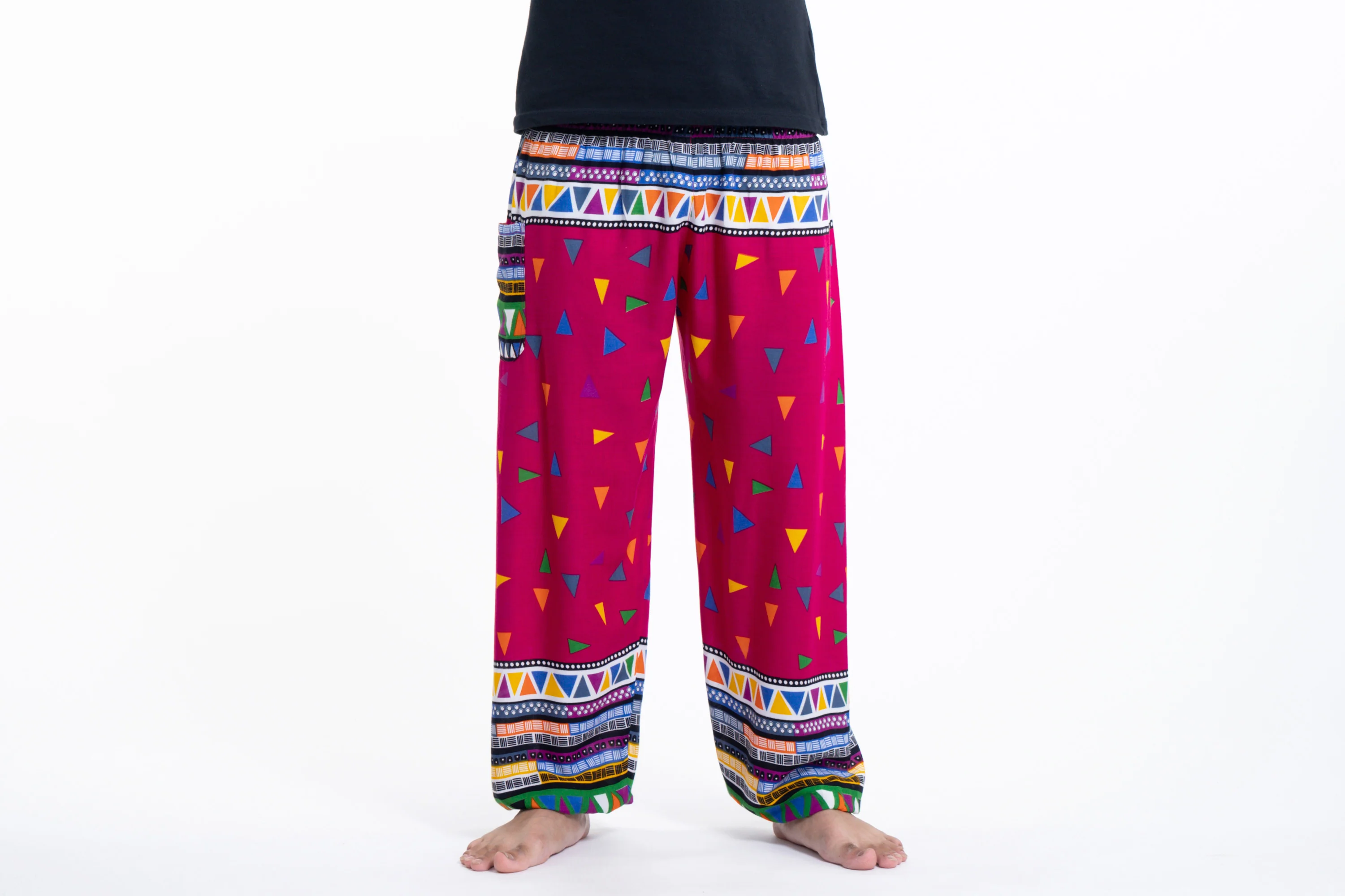 Triangles Men's Harem Pants in Pink