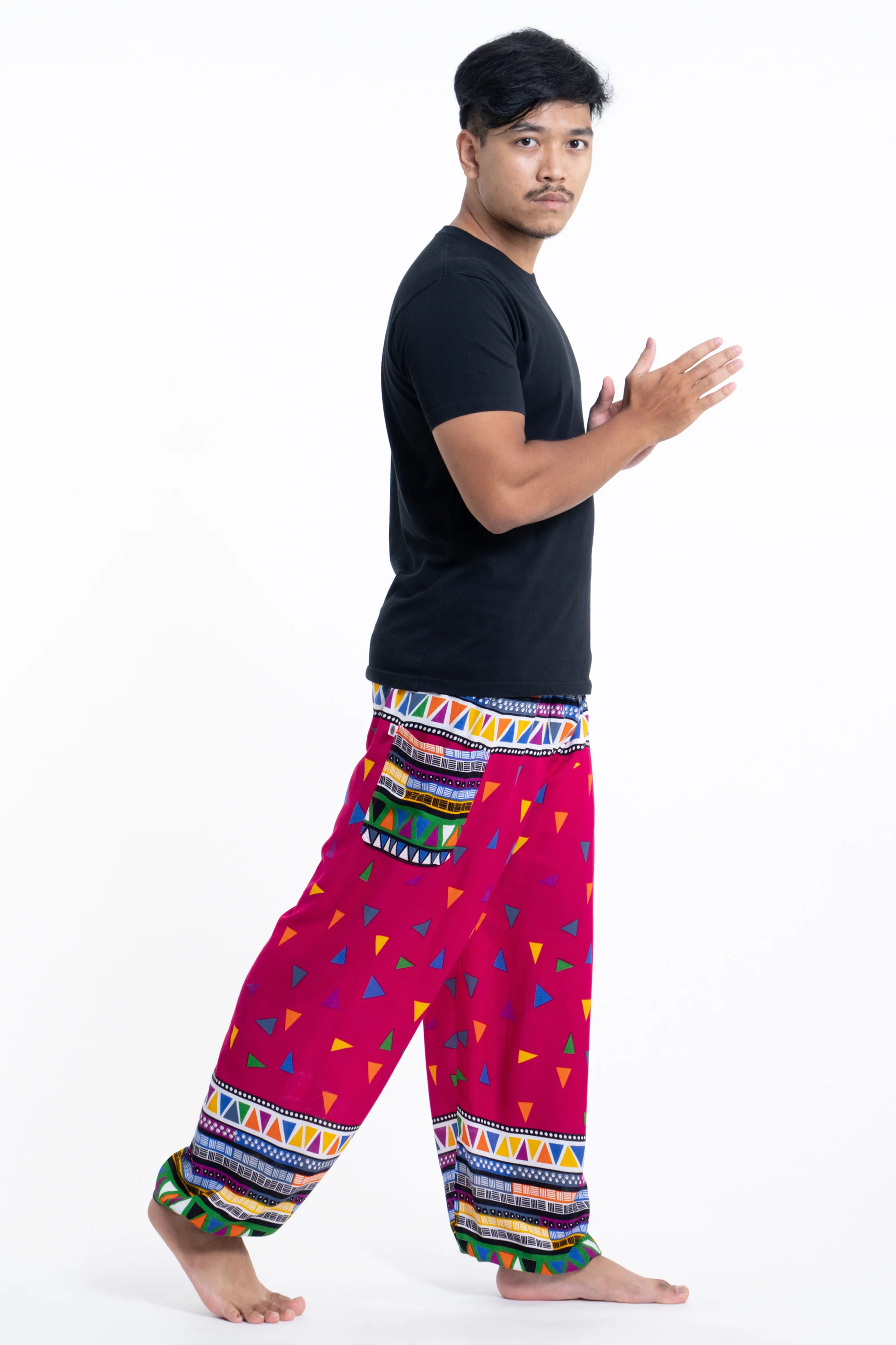 1152-Triangles-Men-s-Harem-Pants-in-Pink-3.webp Triangles Men's Harem Pants in Pink