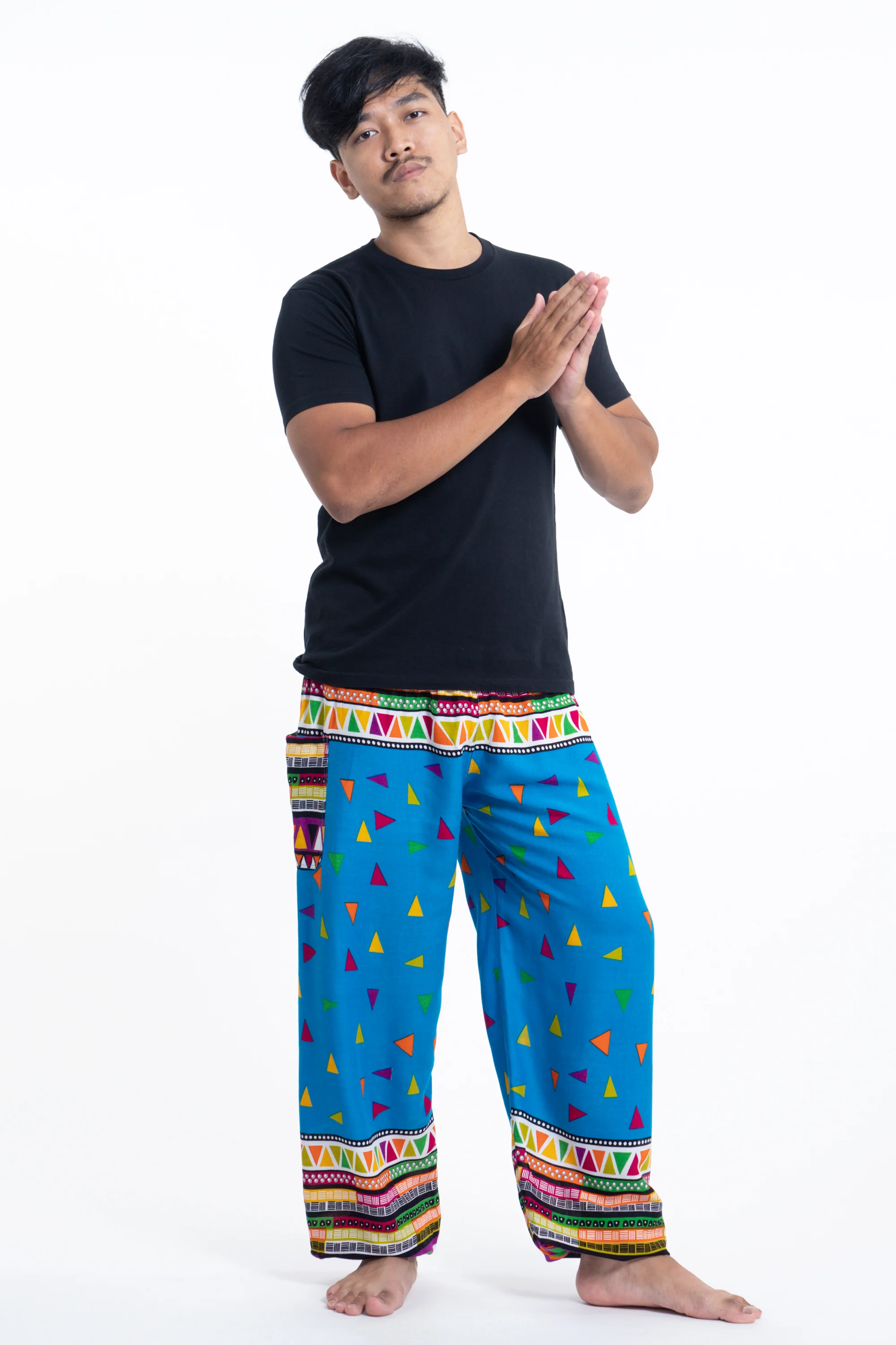Triangles Men's Harem Pants in Ocean Blue