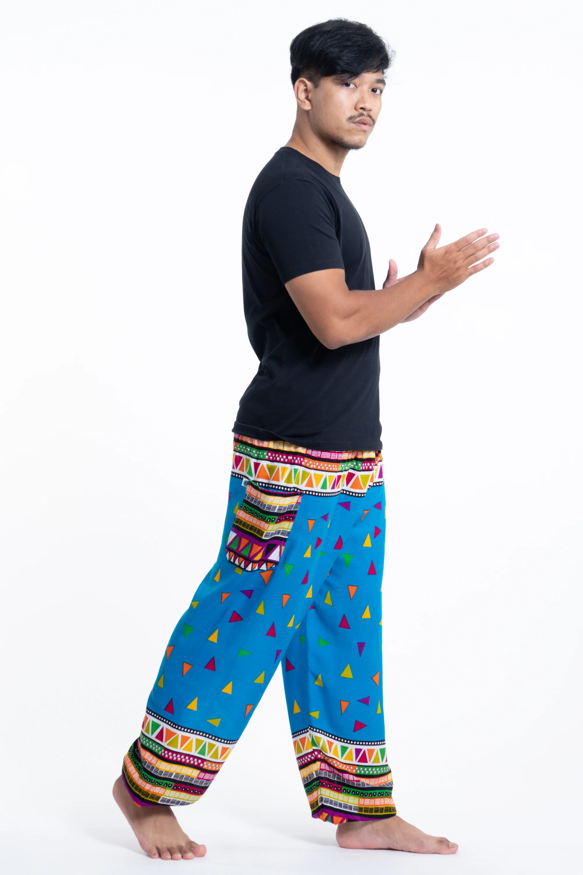 1157-Triangles-Men-s-Harem-Pants-in-Ocean-Blue-3.webp Triangles Men's Harem Pants in Ocean Blue