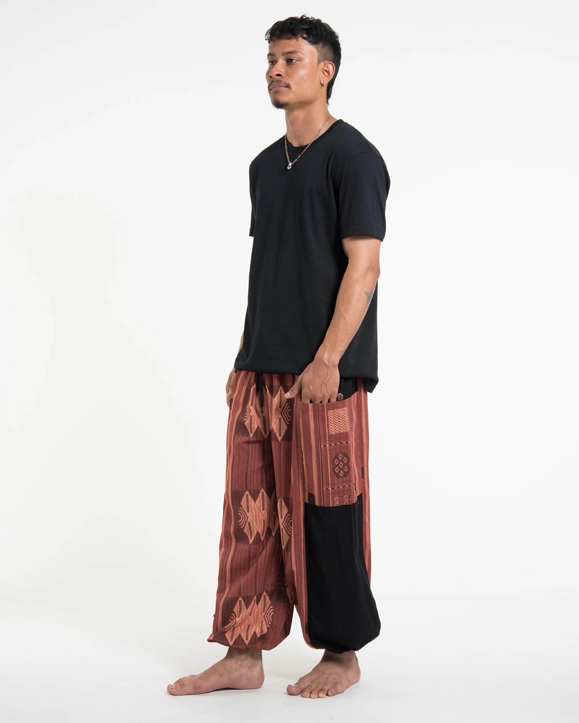 1158-Two-Tone-Thai-Hill-Tribe-Fabric-Men-s-Cotton-Pants-in-Brick-3.webp Two Tone Thai Hill Tribe Fabric Men's Cotton Pants in Brick