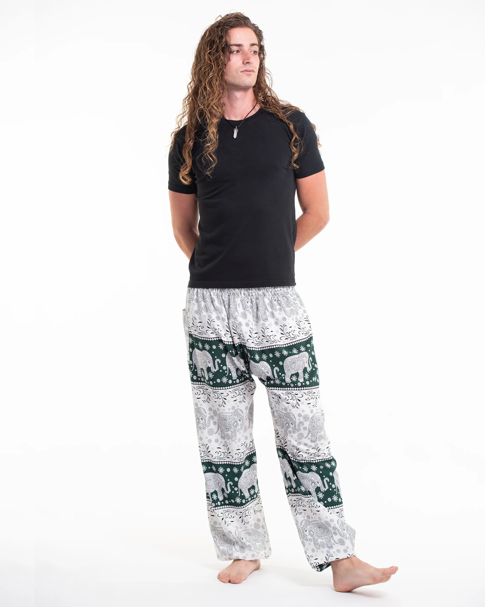 Floral Elephant Tall Harem Pants in Green