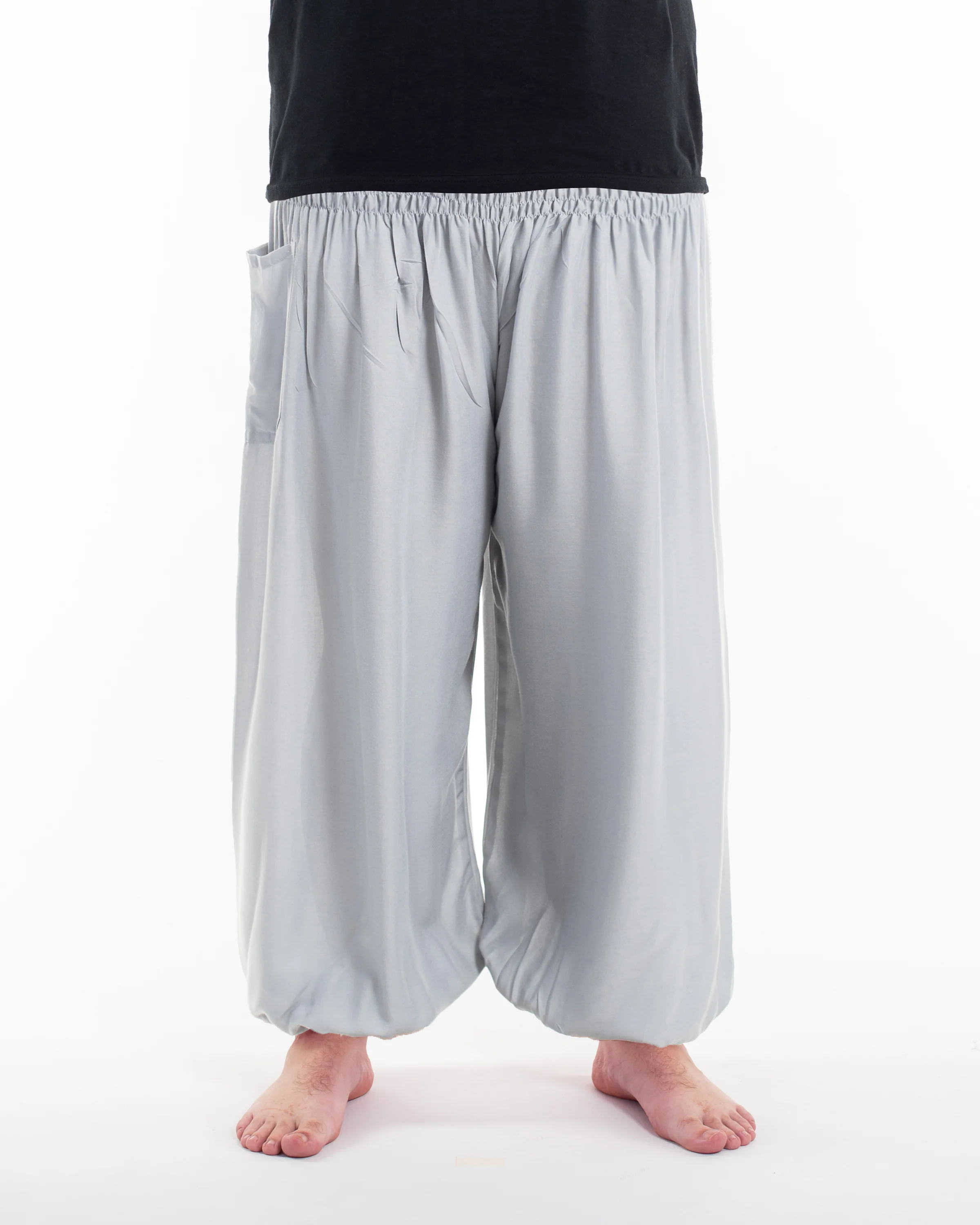 Plus Size Solid Color Men's Harem Pants in Light Gray