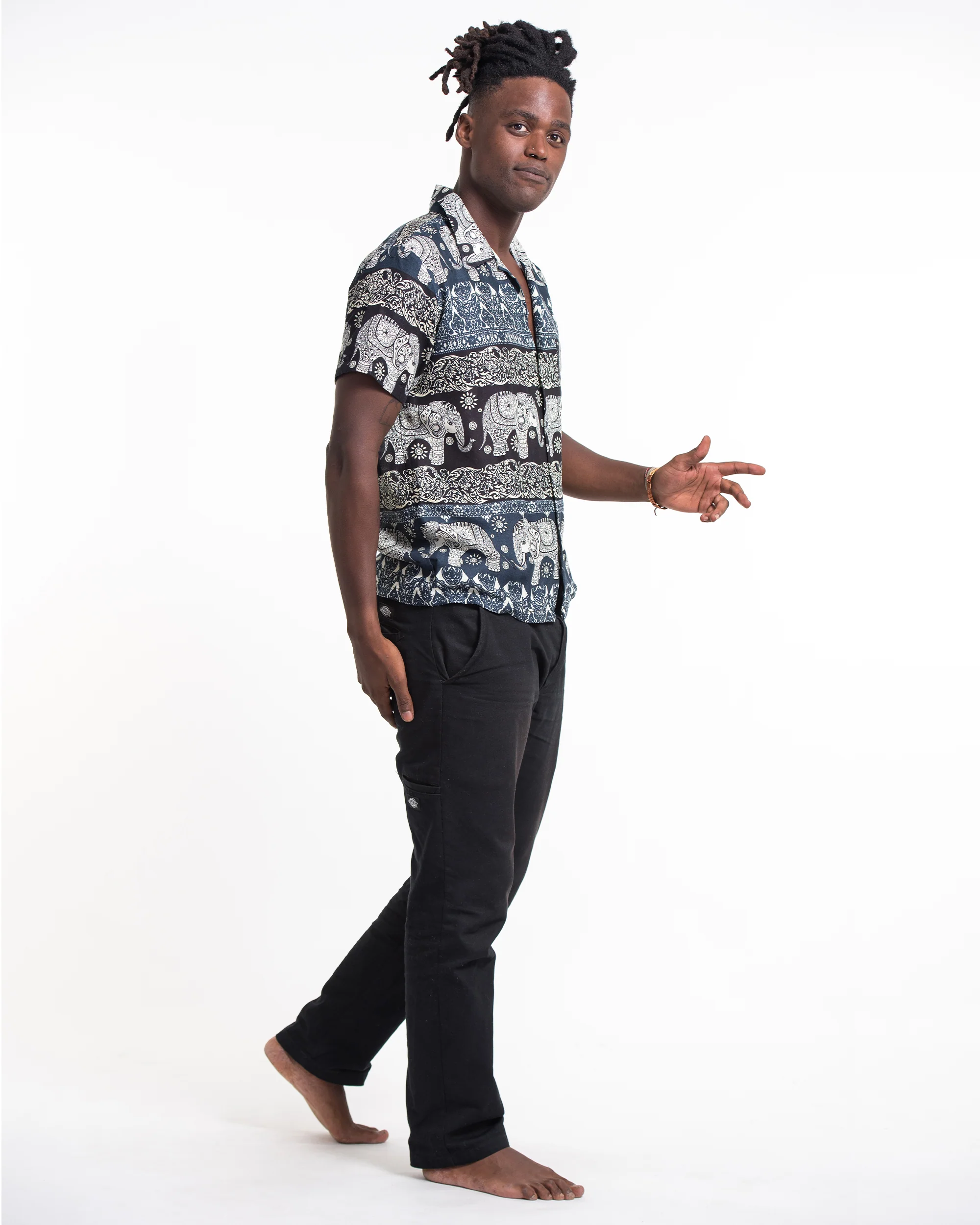 1190-Divine-Elephant-Short-Sleeve-Button-Shirt-in-Navy-3.webp Divine Elephant Short Sleeve Button Shirt in Navy