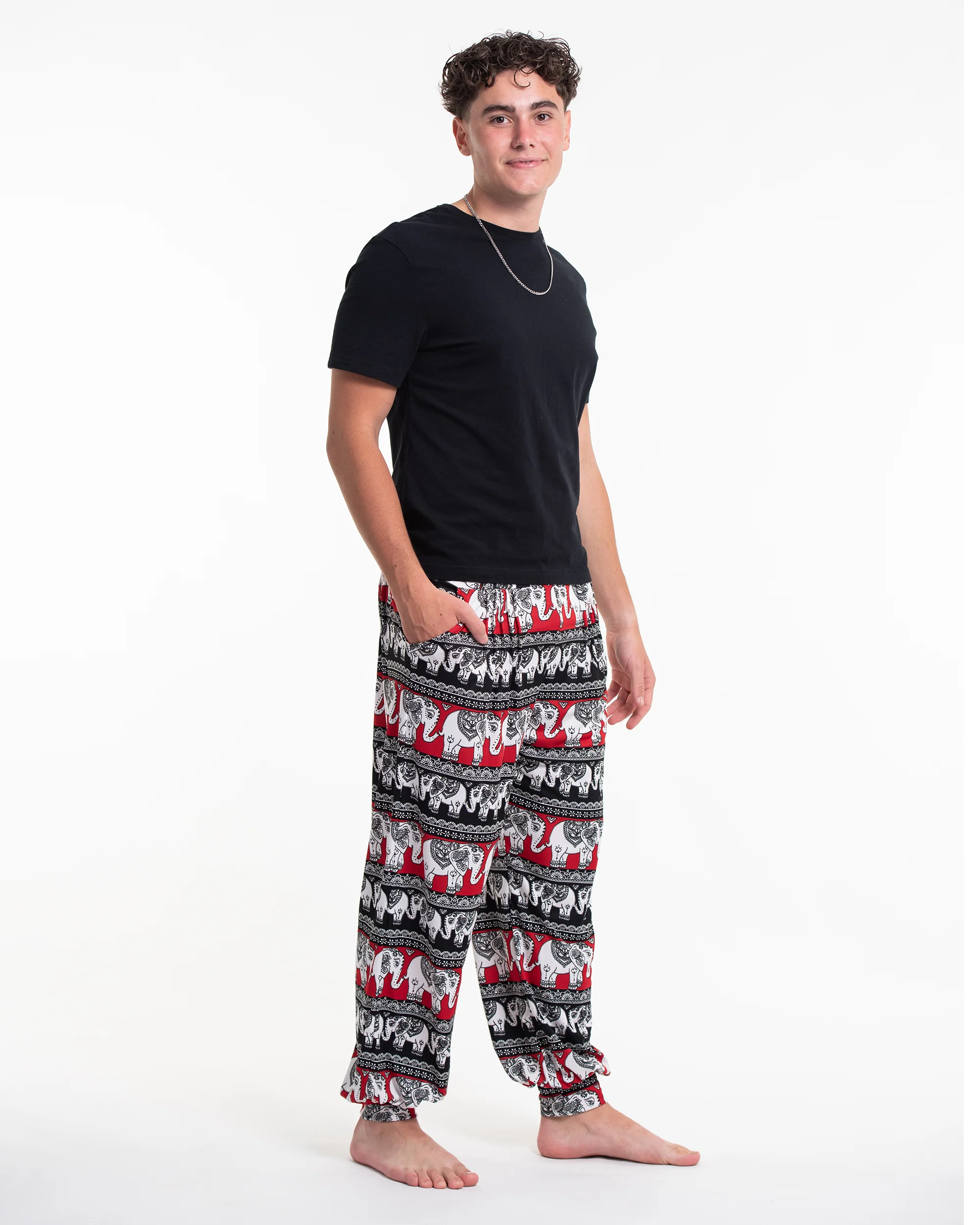 1197-ULTRA-SOFT-Eco-Friendly-Elephant-Print-Men-Harem-Pants-in-Red-3.webp ULTRA SOFT Eco-Friendly Elephant Print Men Harem Pants in Red
