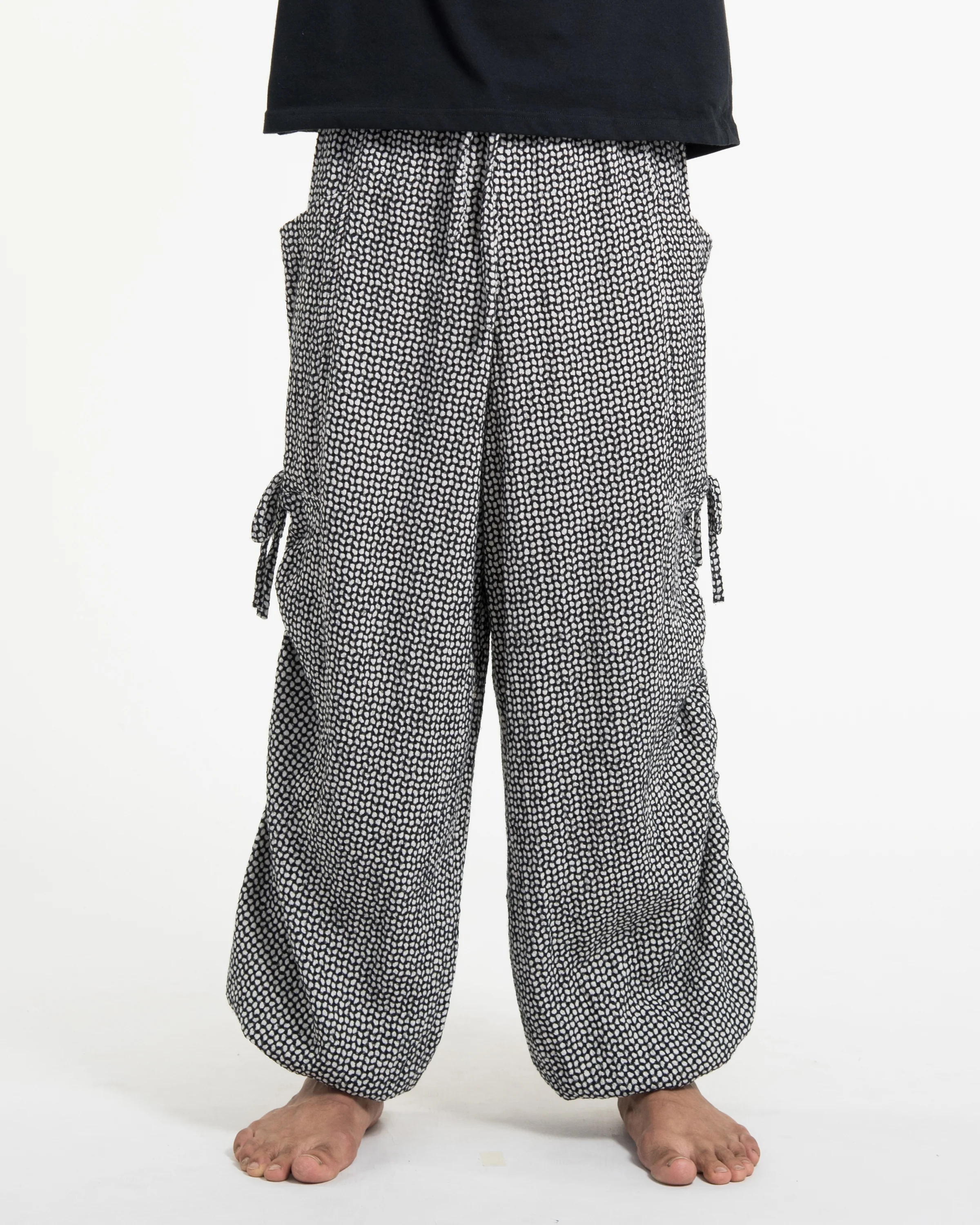 Men's Ribbed Linen Cotton Blend Pants in Black