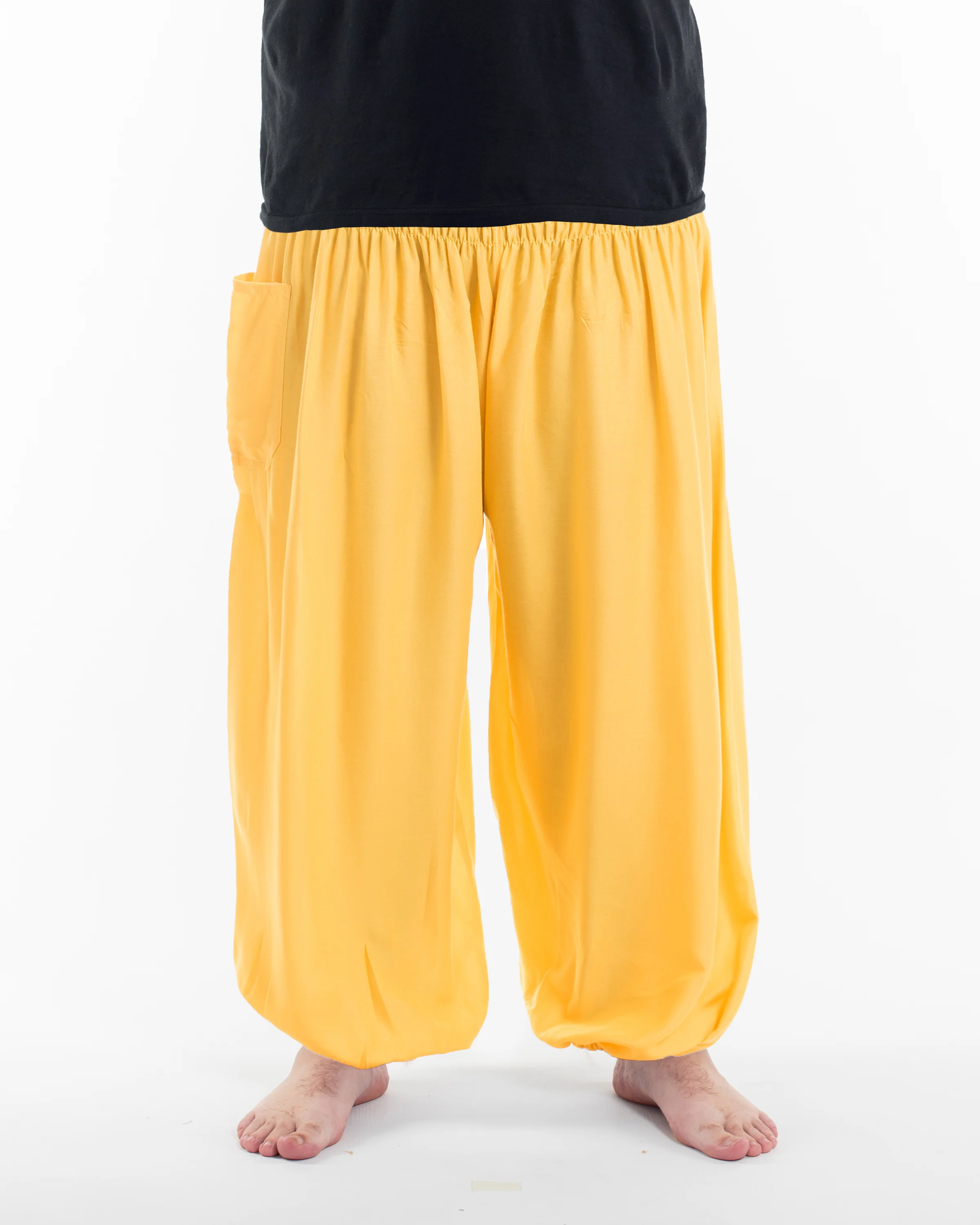 1211-Plus-Size-Solid-Color-Men-s-Harem-Pants-in-Light-Yellow-2.webp Plus Size Solid Color Men's Harem Pants in Light Yellow