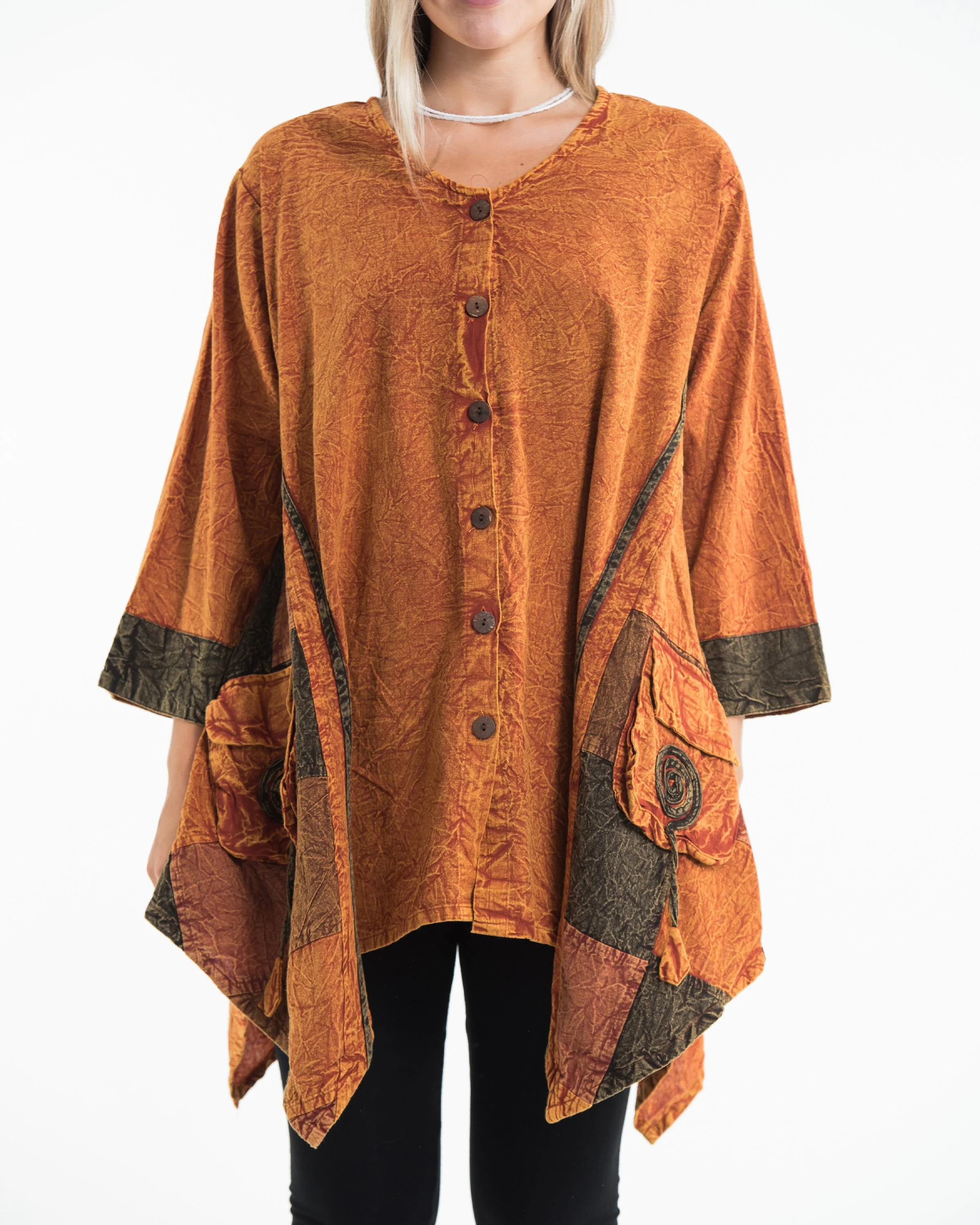 1220-Unisex-Patchwork-Stonewashed-Tunic-Top-in-Orange-3.webp Unisex Patchwork Stonewashed Tunic Top in Orange