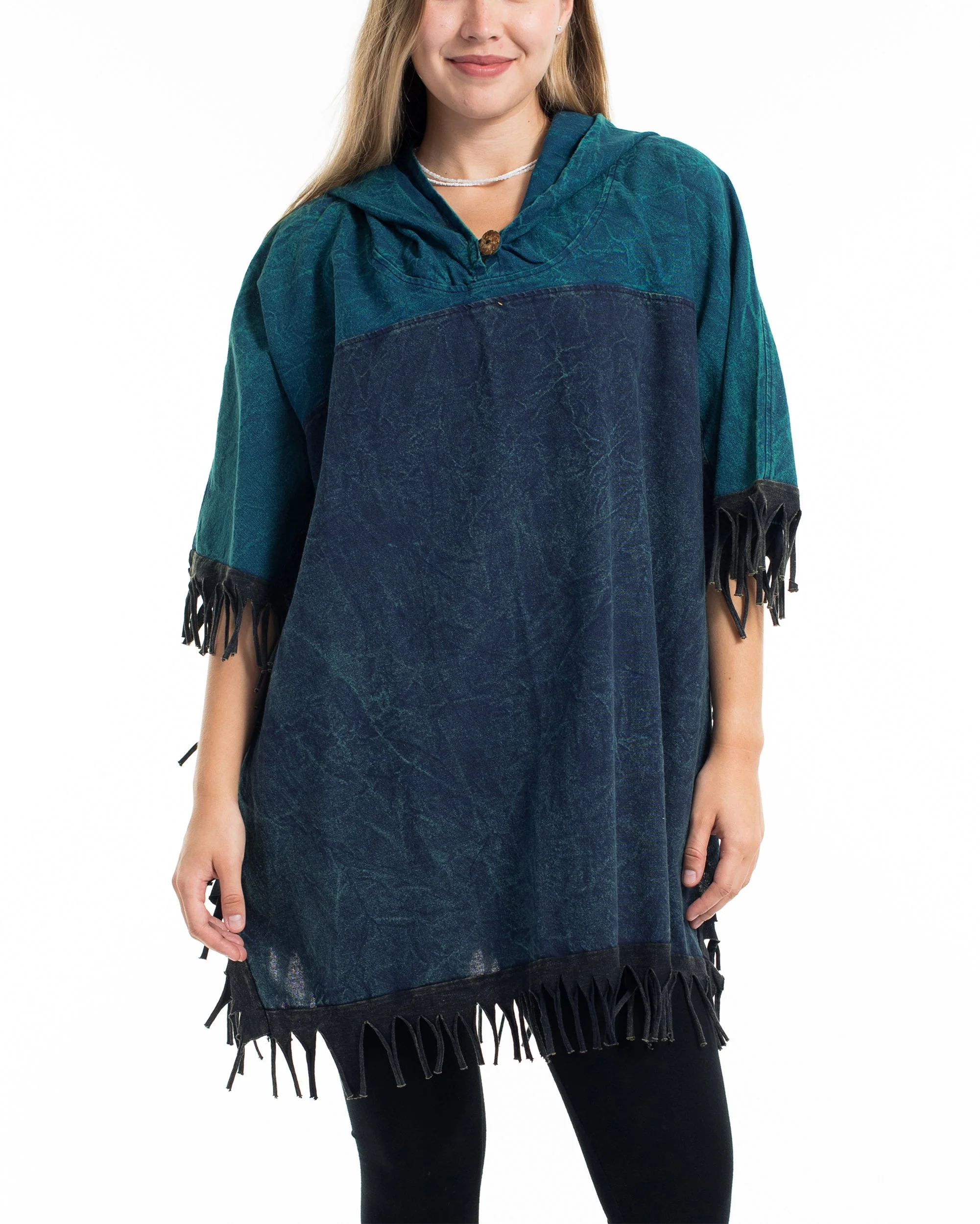 1223-Unisex-Stonewash-Hooded-Poncho-in-Blue-10.webp Unisex Stonewash Hooded Poncho in Blue