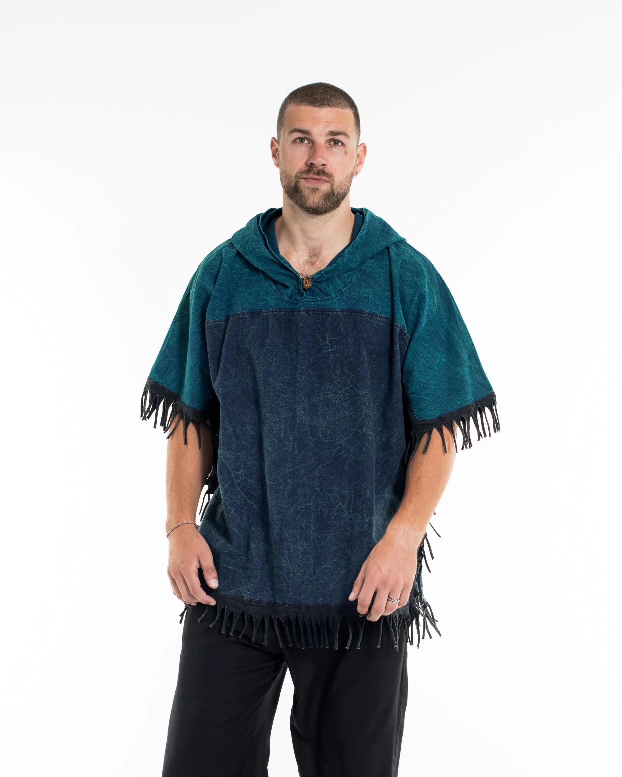 1223-Unisex-Stonewash-Hooded-Poncho-in-Blue-6.webp Unisex Stonewash Hooded Poncho in Blue