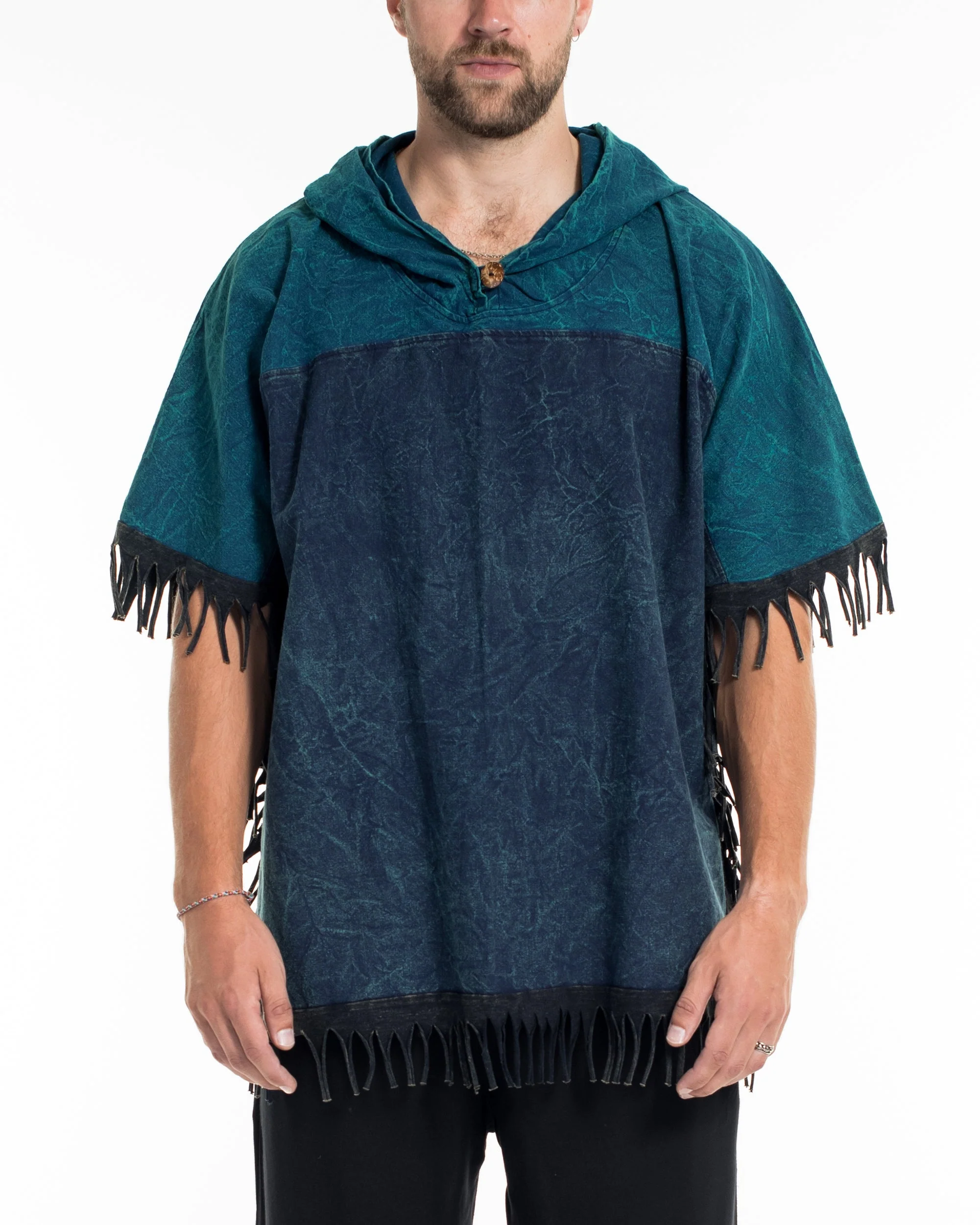 1223-Unisex-Stonewash-Hooded-Poncho-in-Blue-7.webp Unisex Stonewash Hooded Poncho in Blue