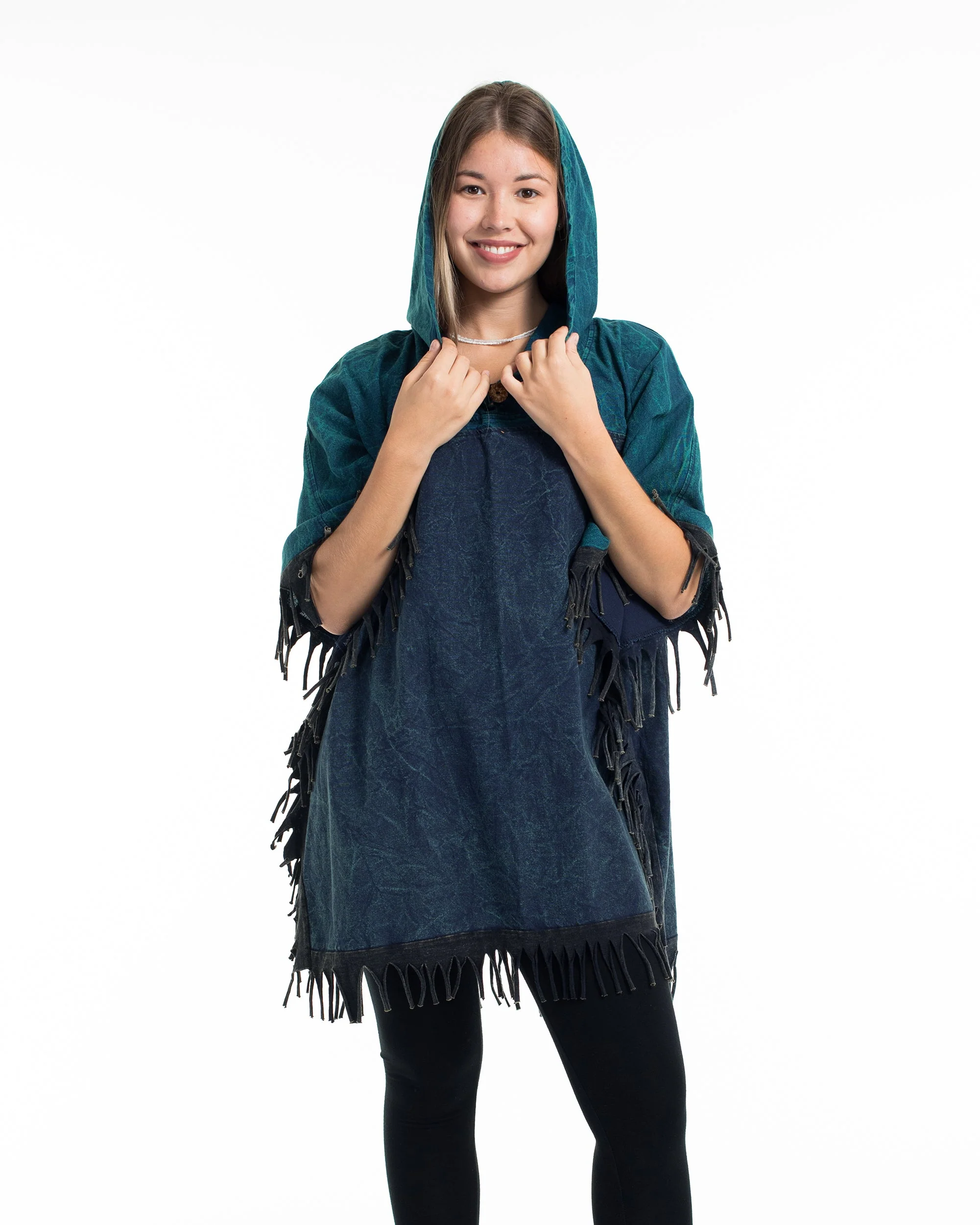1223-Unisex-Stonewash-Hooded-Poncho-in-Blue-8.webp Unisex Stonewash Hooded Poncho in Blue