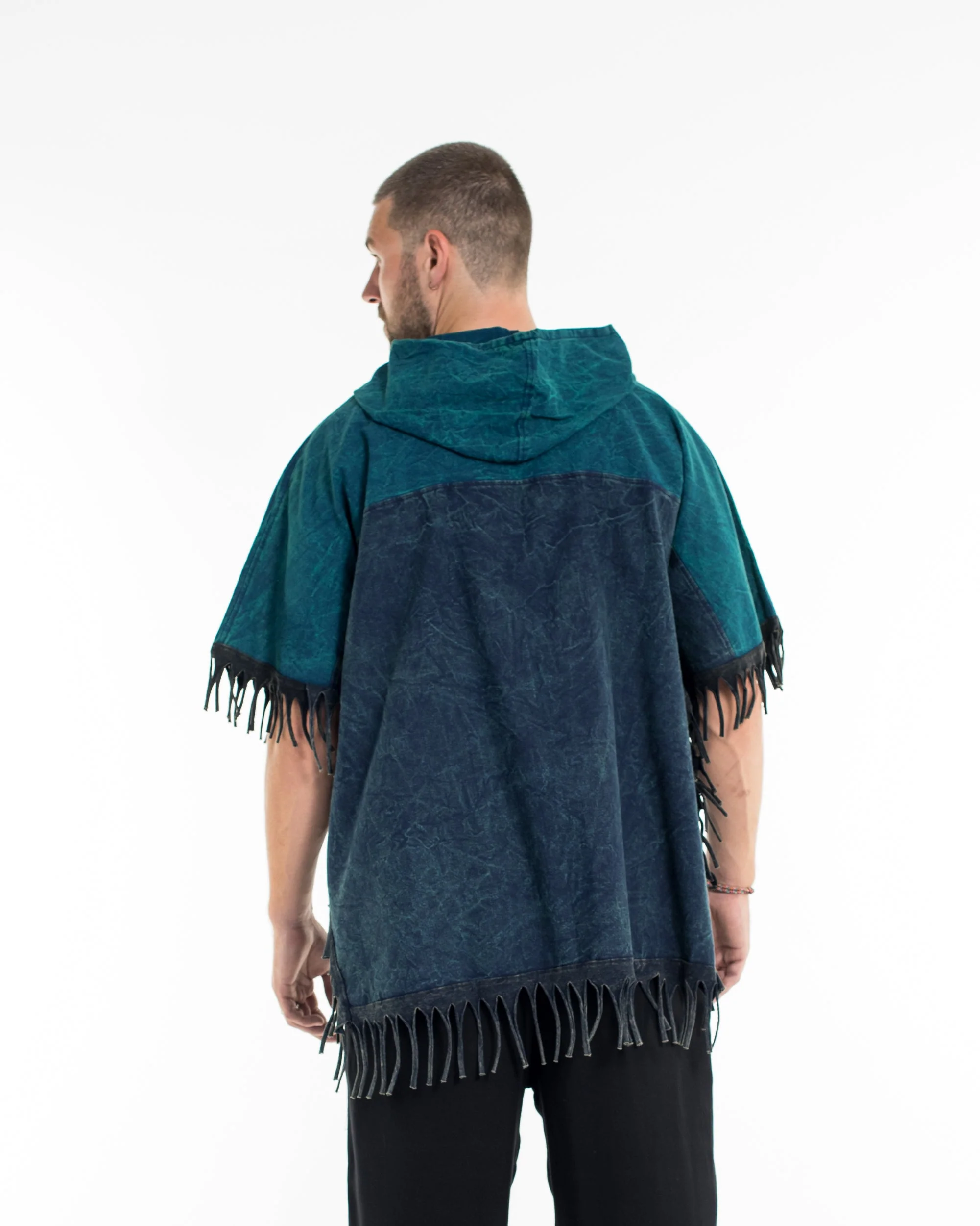 1223-Unisex-Stonewash-Hooded-Poncho-in-Blue-9.webp Unisex Stonewash Hooded Poncho in Blue