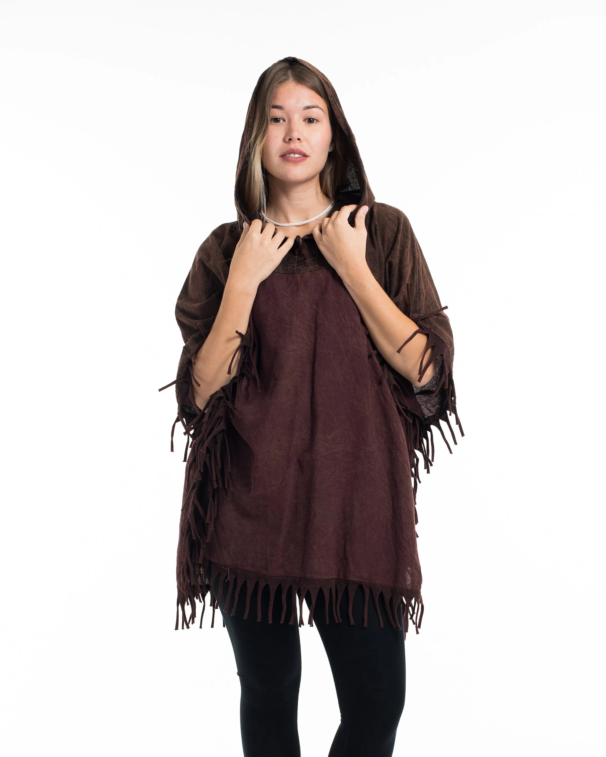 1231-Unisex-Stonewash-Hooded-Poncho-in-Dark-Brown-3.webp Unisex Stonewash Hooded Poncho in Dark Brown