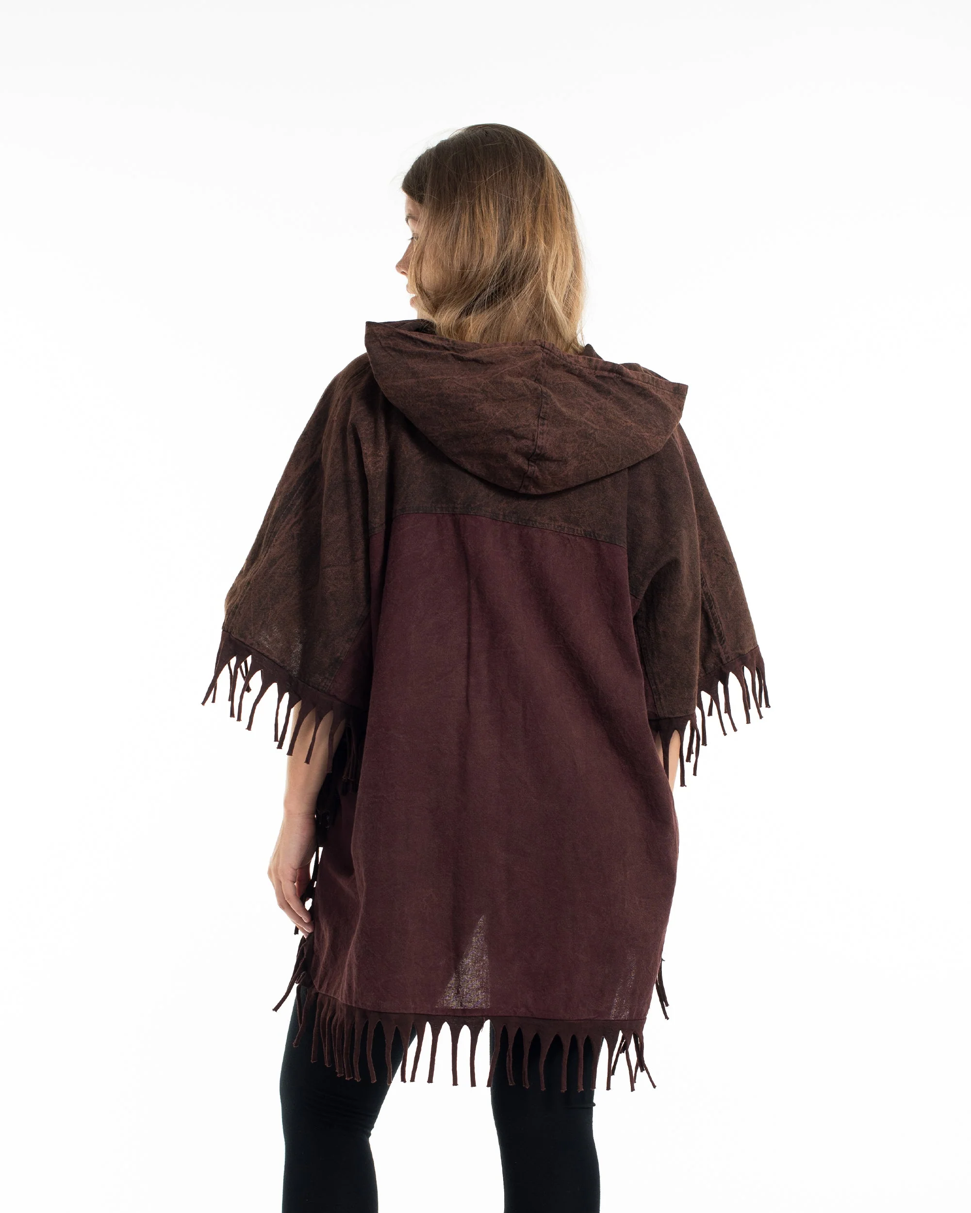 1231-Unisex-Stonewash-Hooded-Poncho-in-Dark-Brown-4.webp Unisex Stonewash Hooded Poncho in Dark Brown