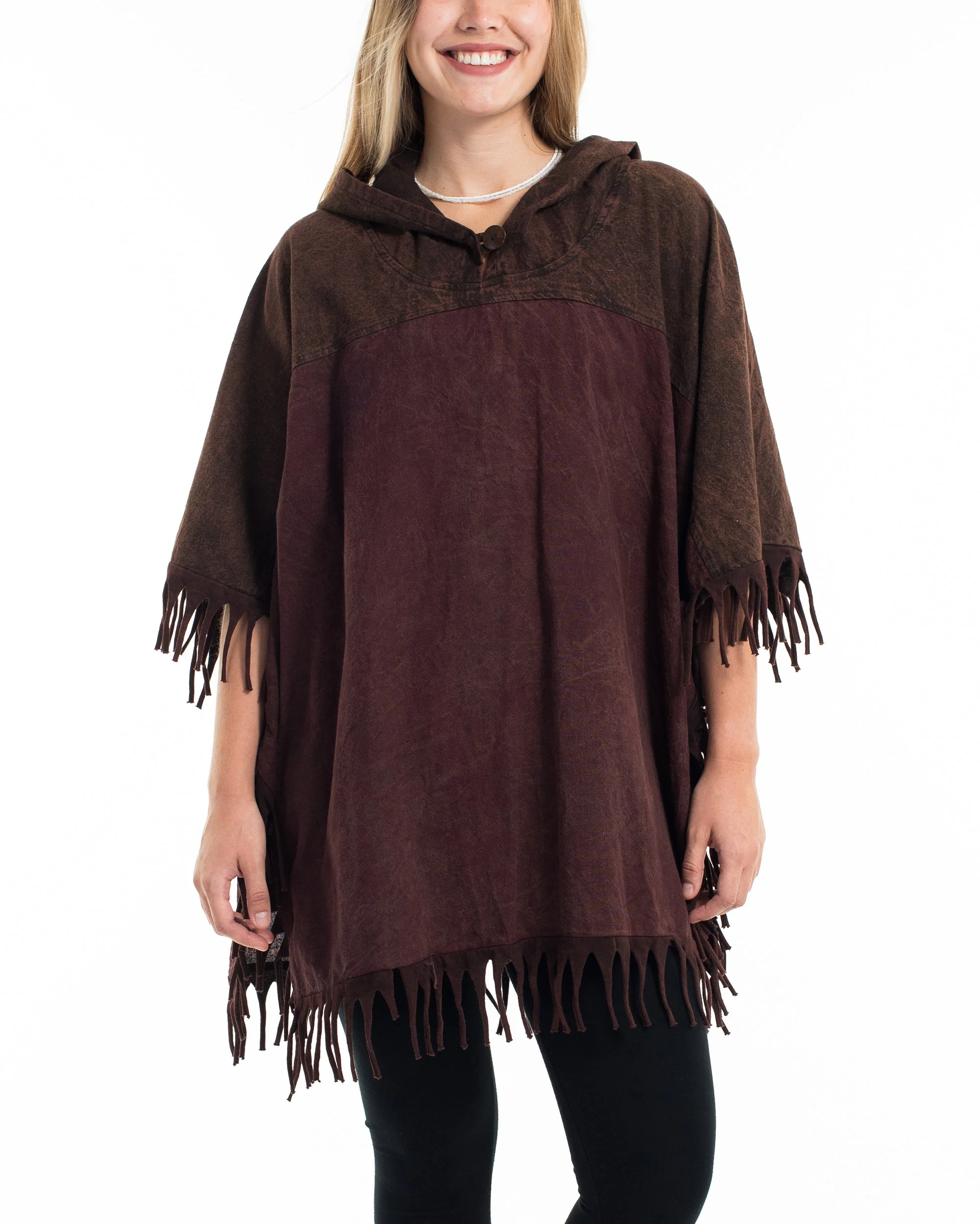 1231-Unisex-Stonewash-Hooded-Poncho-in-Dark-Brown-5.webp Unisex Stonewash Hooded Poncho in Dark Brown
