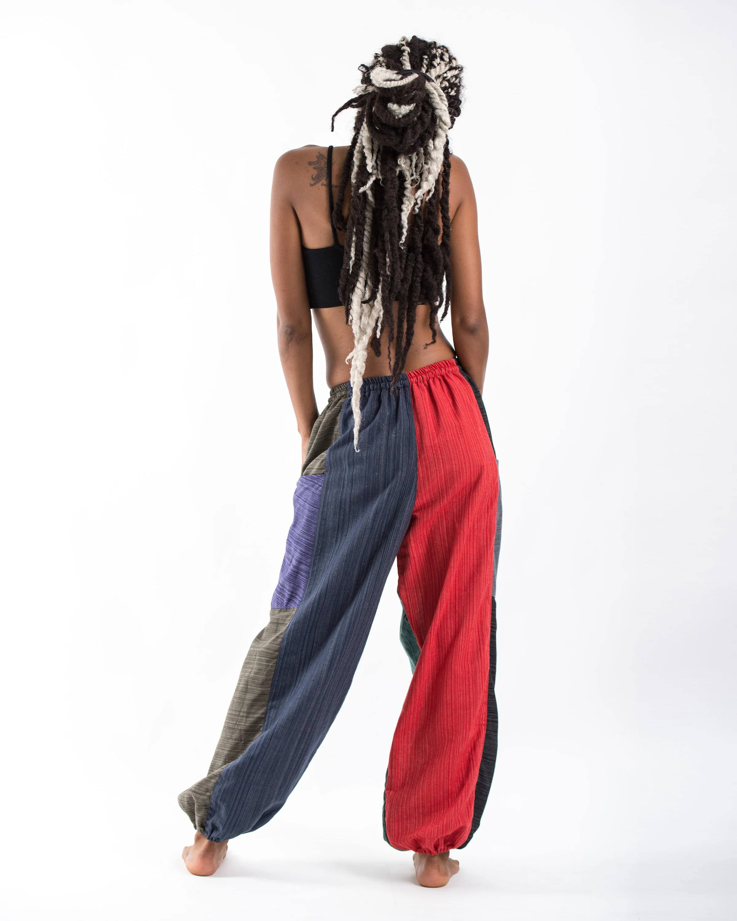 1237-Women-s-Drawstring-Patchwork-Pinstripes-Cotton-Pants-6.webp Women's Drawstring Patchwork Pinstripes Cotton Pants