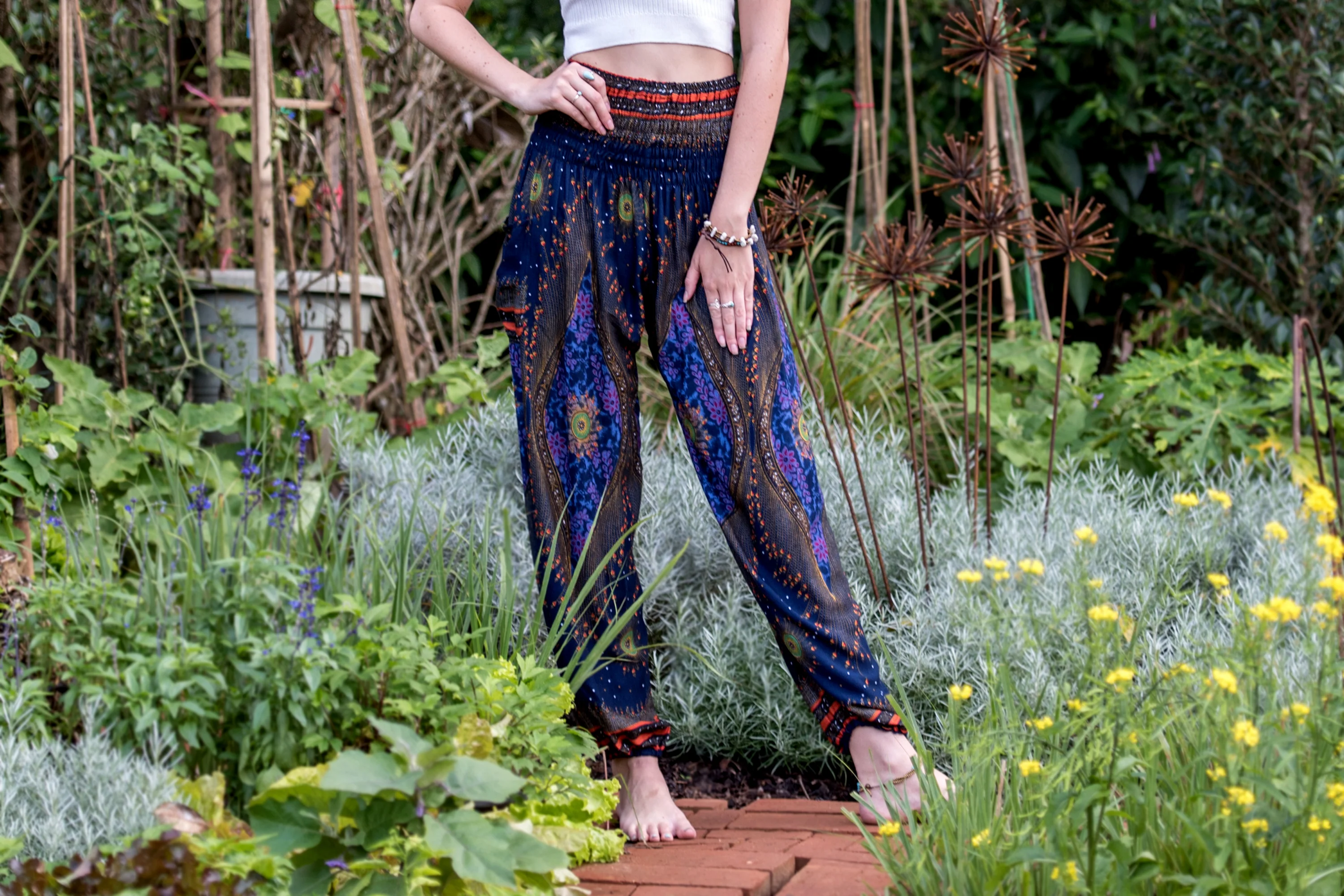 Peacock Eye Women's Harem Pants in Navy