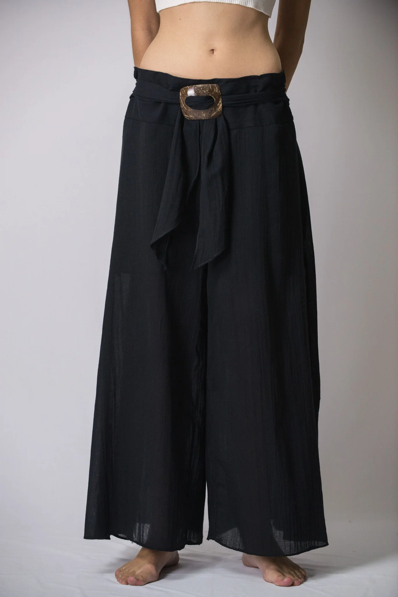 Women's Thai Harem Palazzo Pants in Solid Black