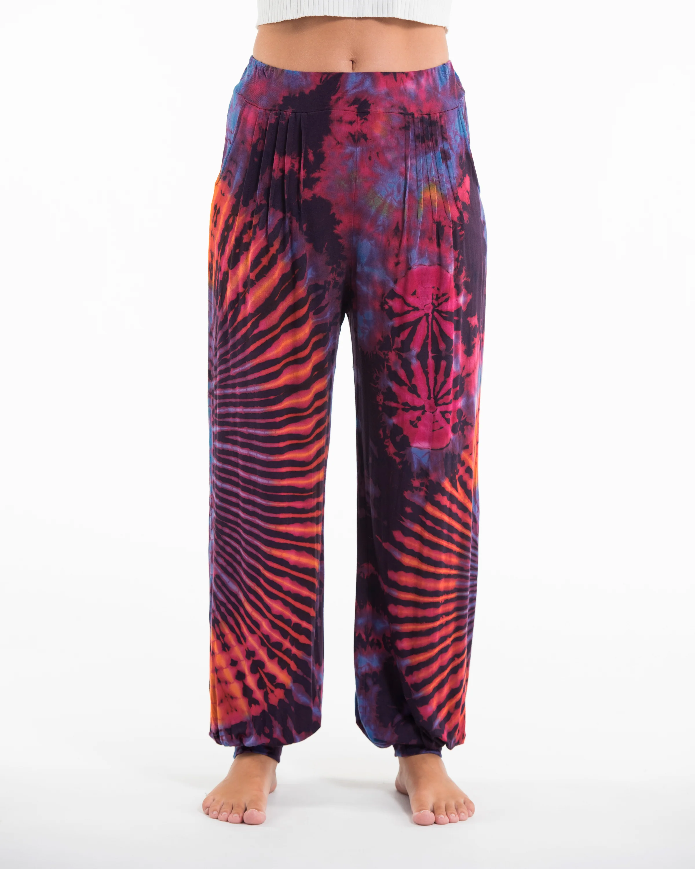 Tie Dye Cotton Women Harem Pants in Purple