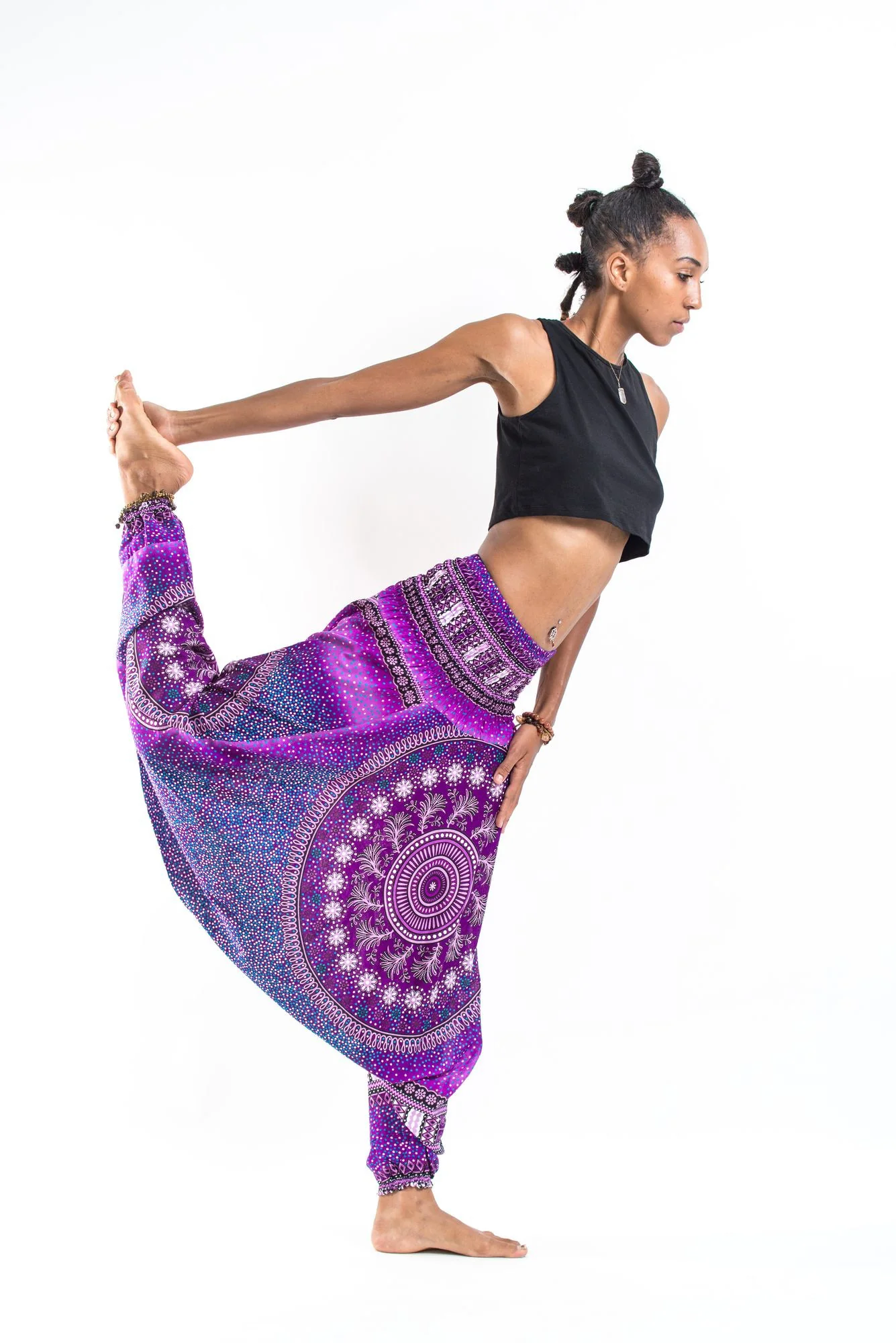 Tribal Chakras 2-in-1 Jumpsuit Harem Pants in Purple