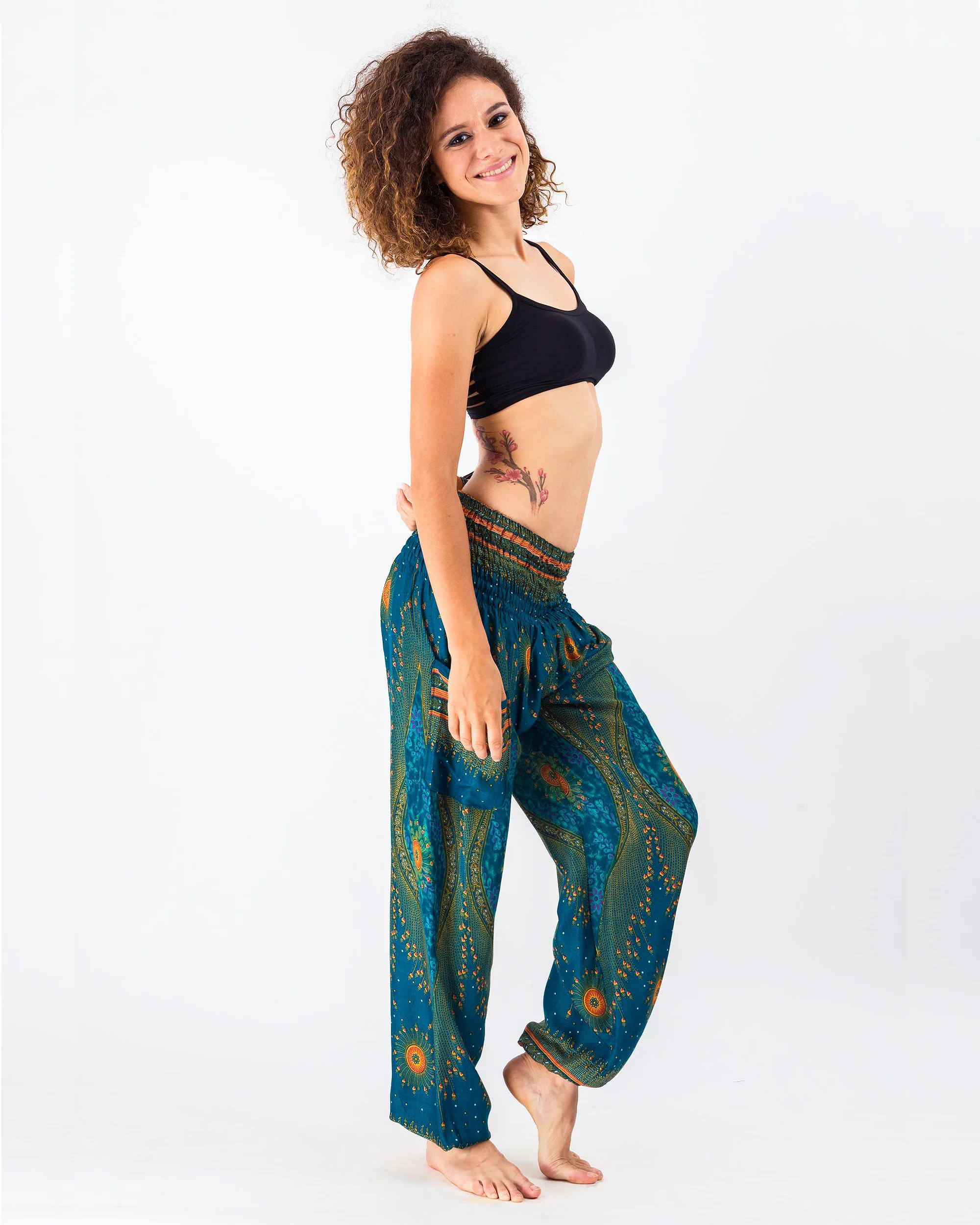1260-Peacock-Eye-Women-s-Harem-Pants-in-Turquoise-3.webp Peacock Eye Women's Harem Pants in Turquoise