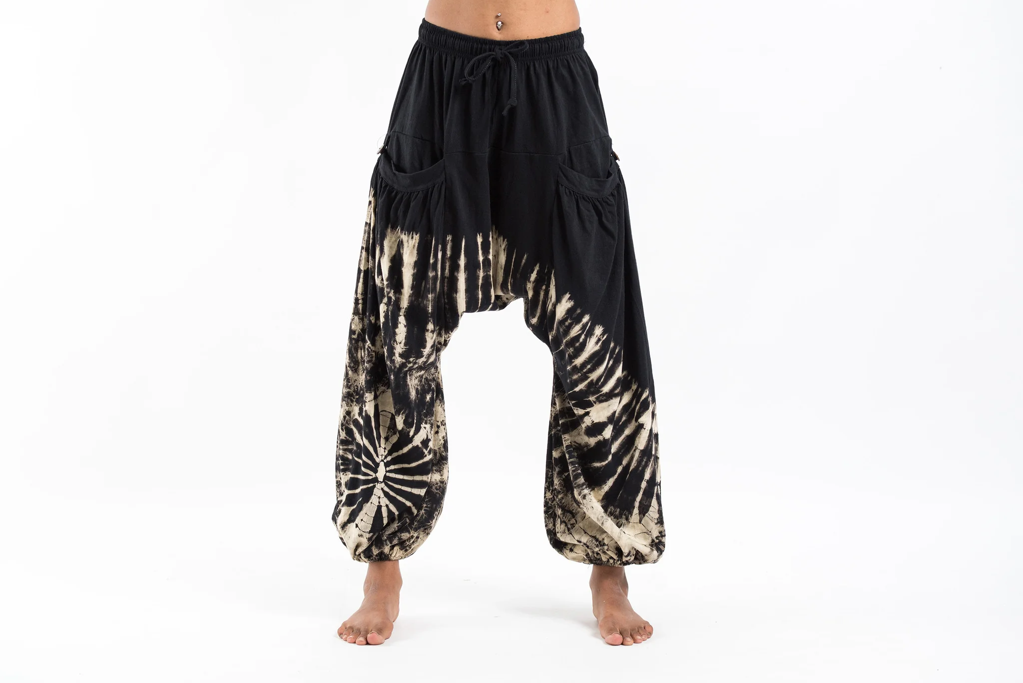 1261-Tie-Dye-Cotton-Women-Harem-Pants-in-Black-2.webp Tie Dye Cotton Women Harem Pants in Black