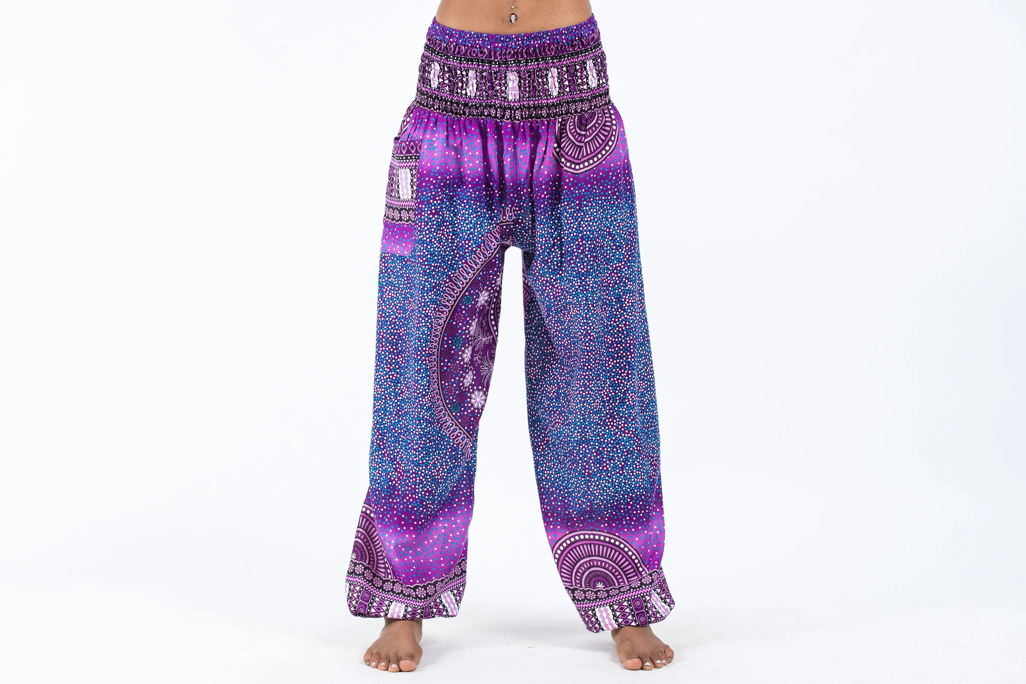 Tribal Chakras Women's Harem Pants in Purple