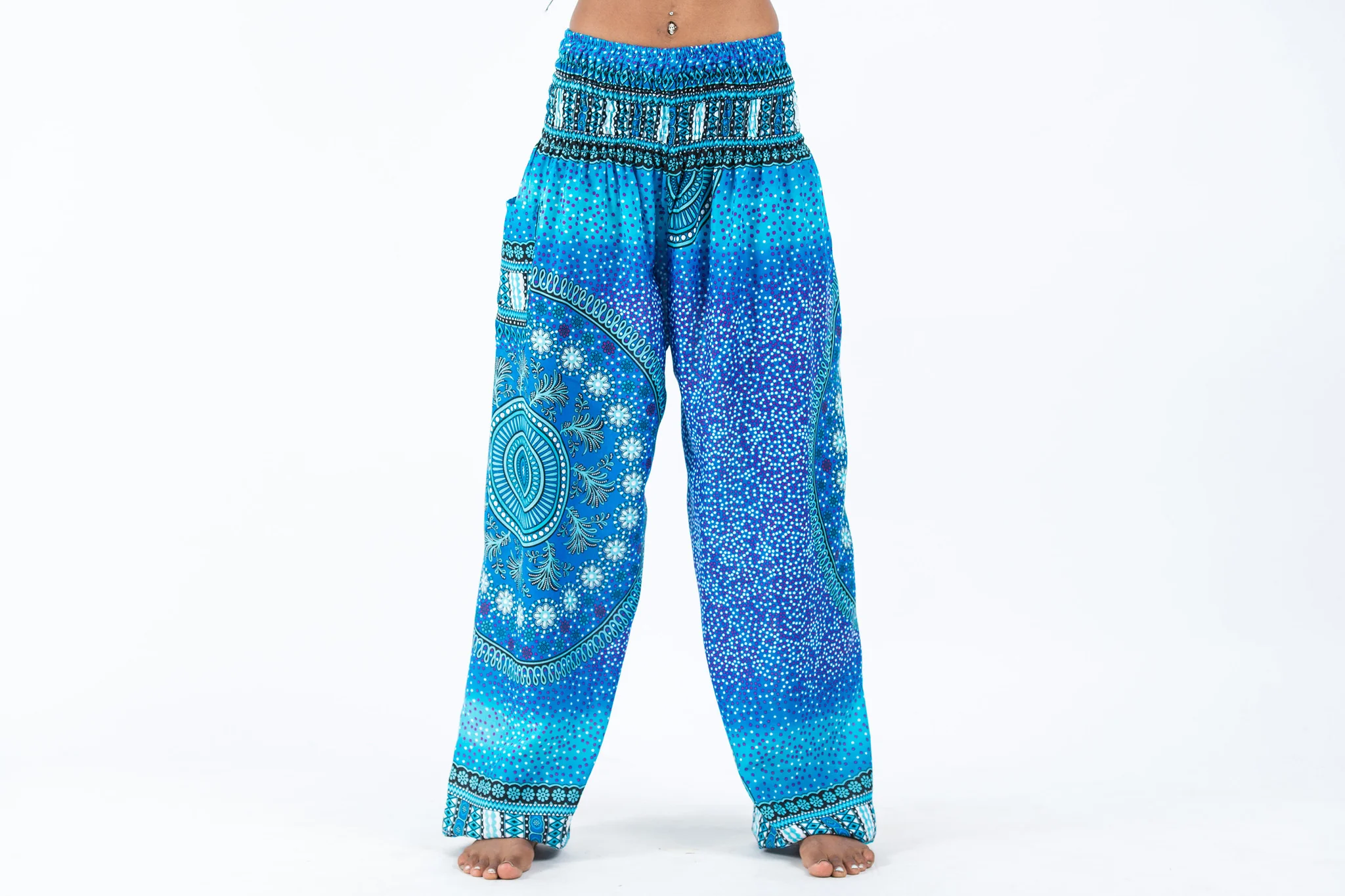 Tribal Chakras Women's Harem Pants in Blue