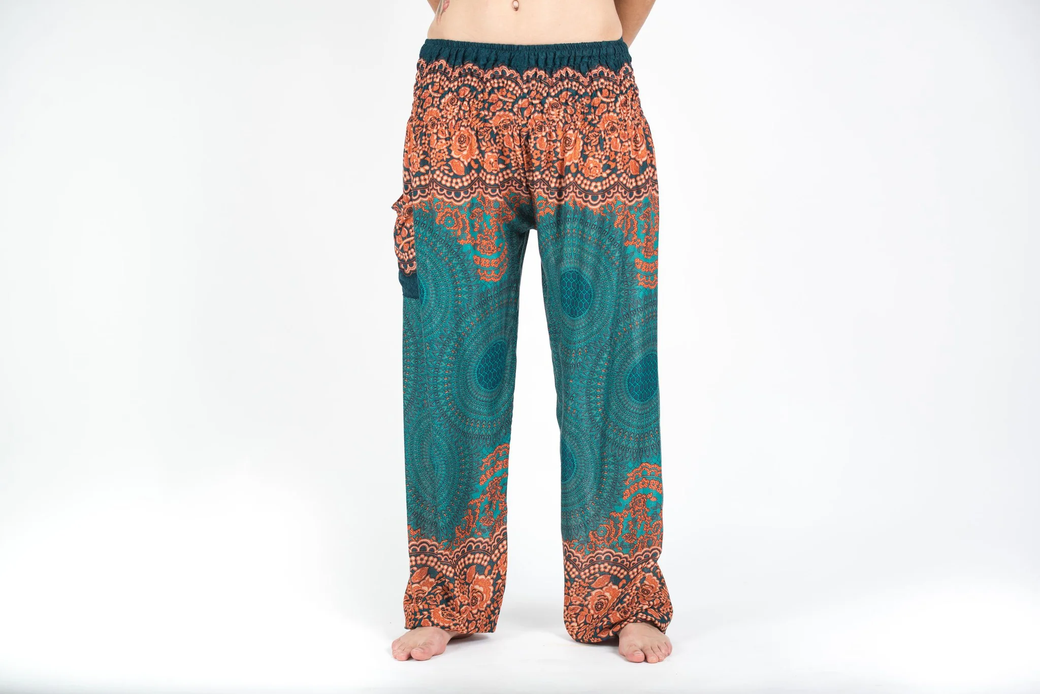 Geometric Mandalas Women's Harem Pants in Turquoise
