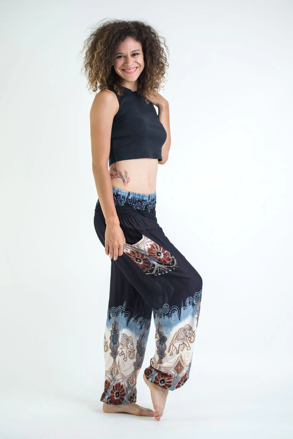 Solid Top Elephant Women's Elephant Pants in Black