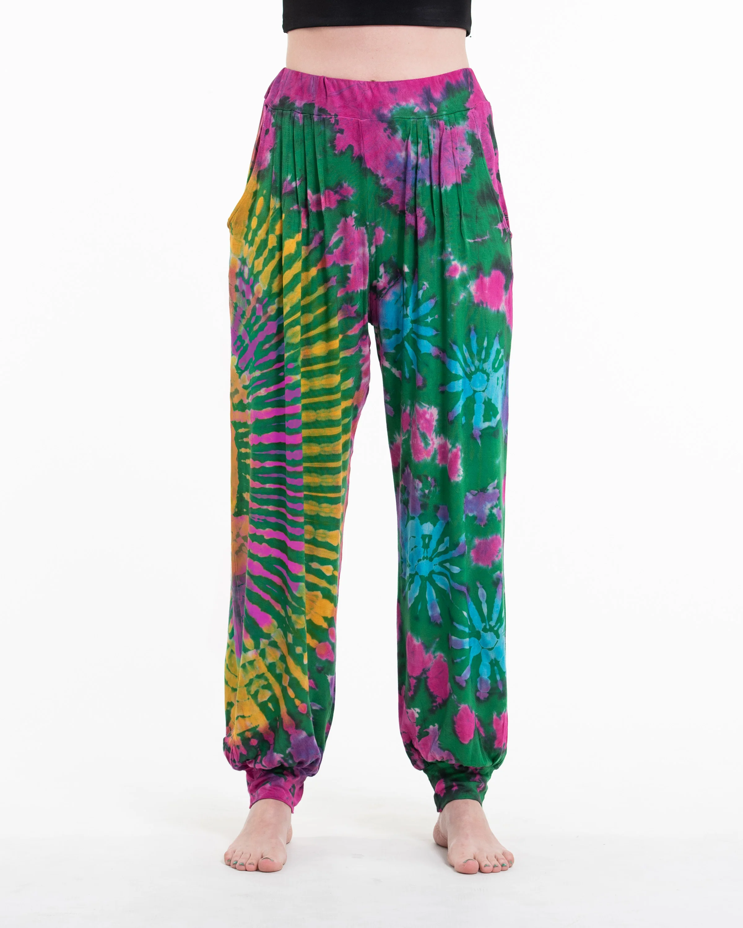 1278-Tie-Dye-Cotton-Women-Harem-Pants-in-Green-2.webp Tie Dye Cotton Women Harem Pants in Green