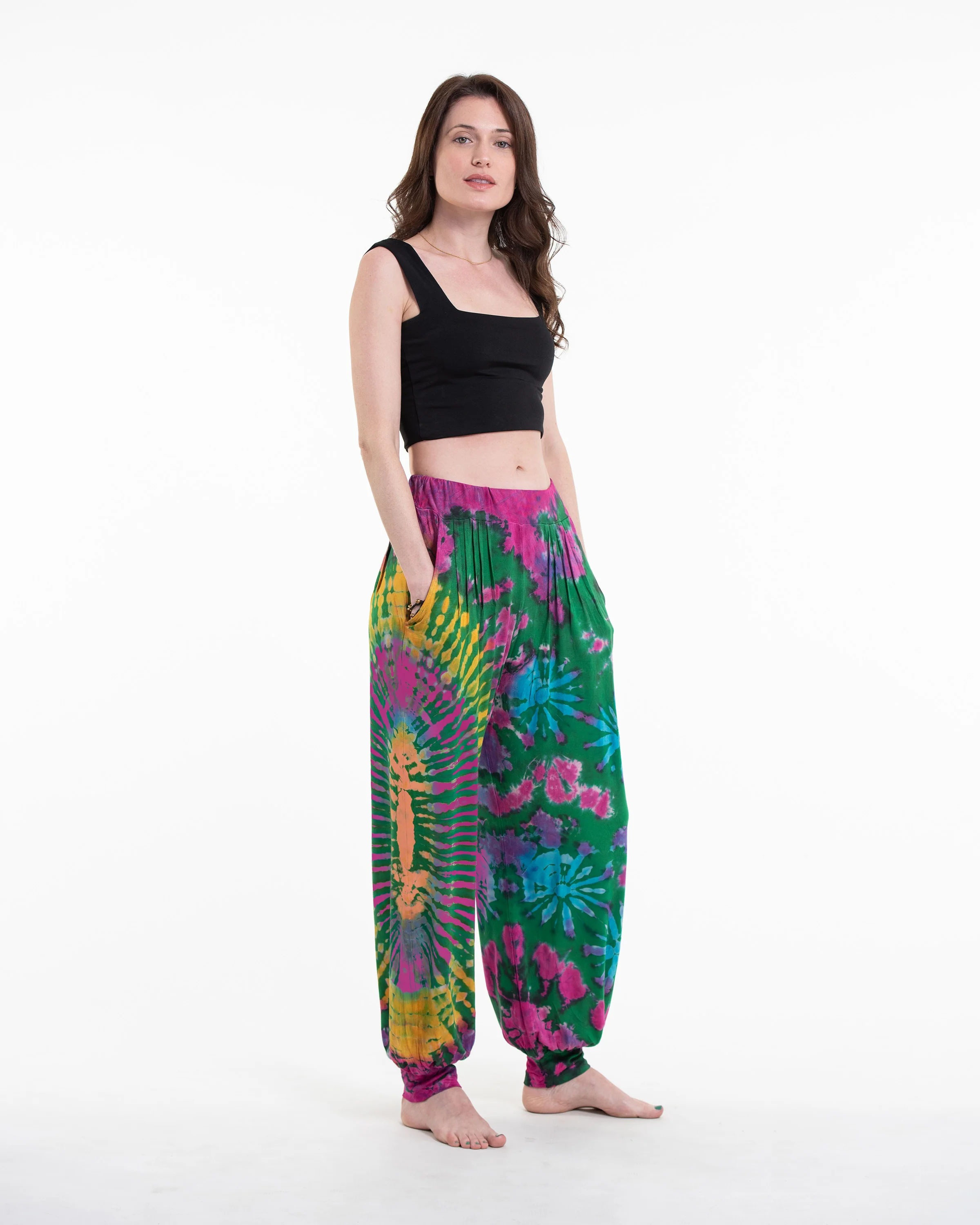 1278-Tie-Dye-Cotton-Women-Harem-Pants-in-Green-3.webp Tie Dye Cotton Women Harem Pants in Green