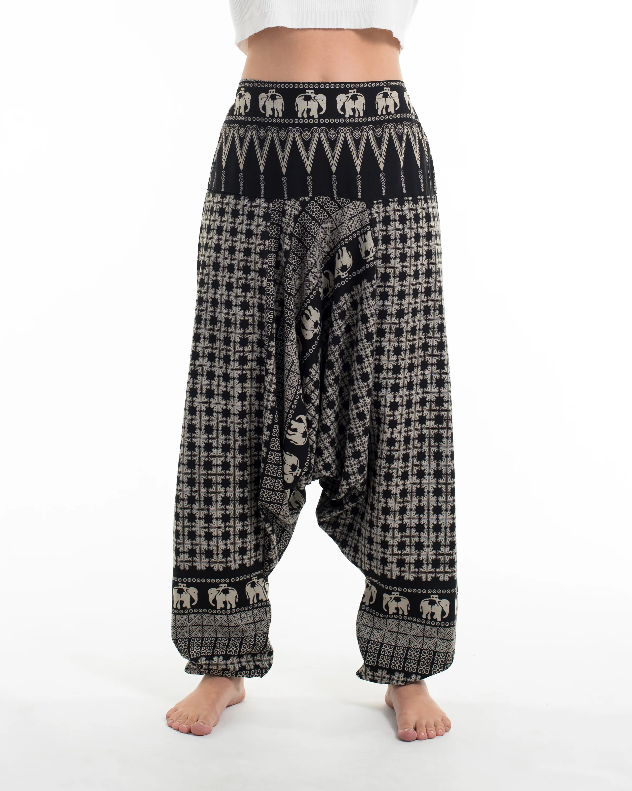 Hill Tribe Elephant Women's Elephant Pants in Black