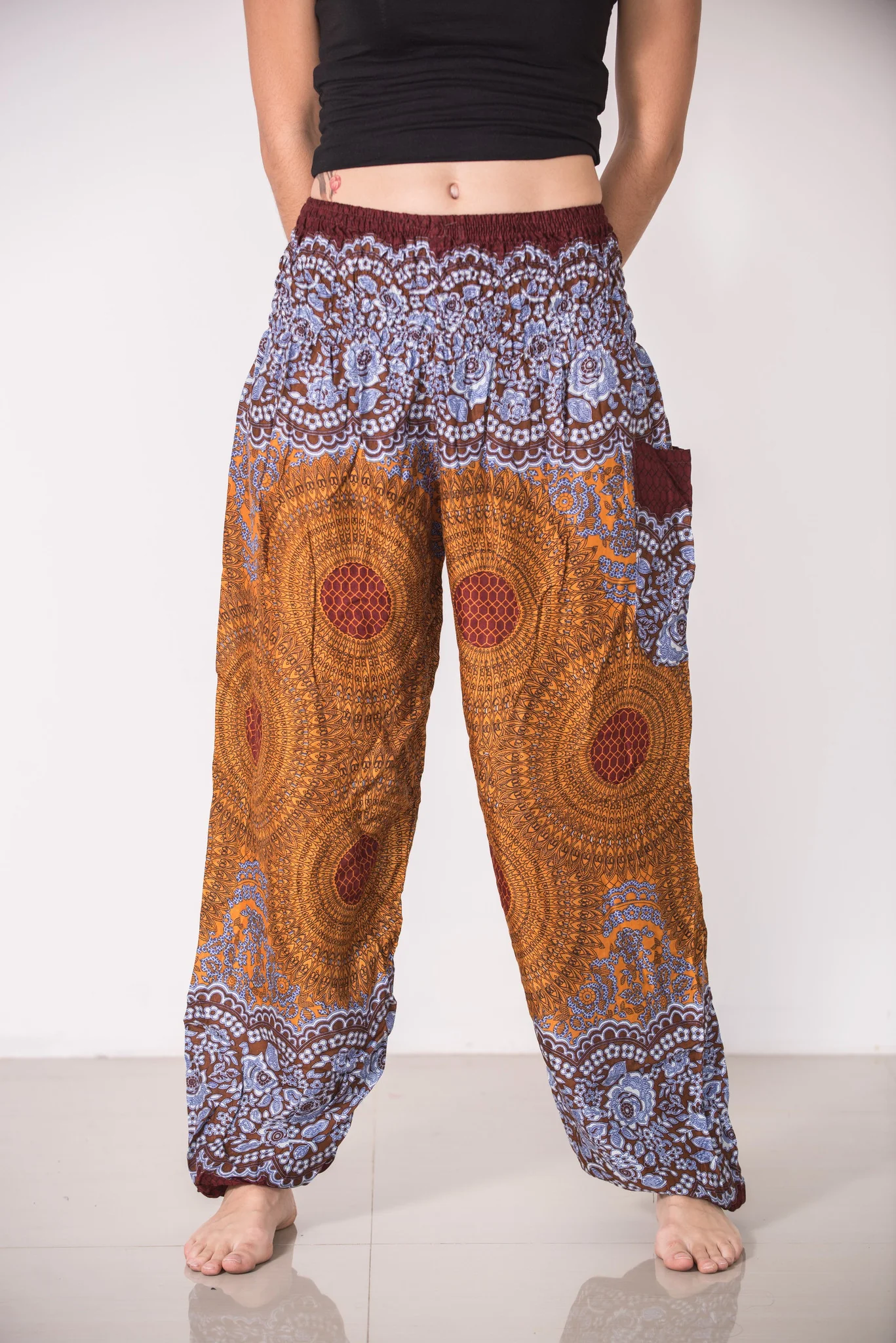 1284-Geometric-Mandalas-Women-s-Harem-Pants-in-Bronze-4.webp Geometric Mandalas Women's Harem Pants in Bronze