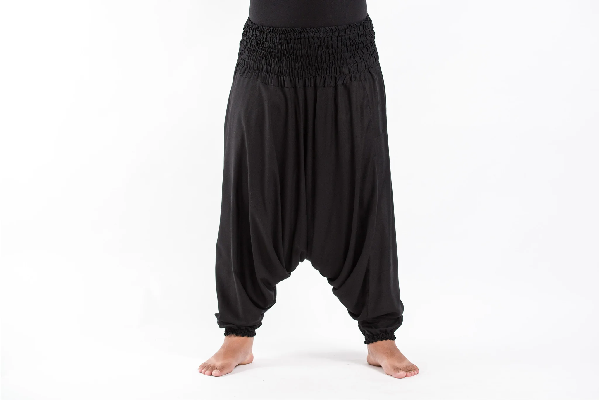 Plus Size Solid Color 2-in-1 Jumpsuit Harem Pants in Black