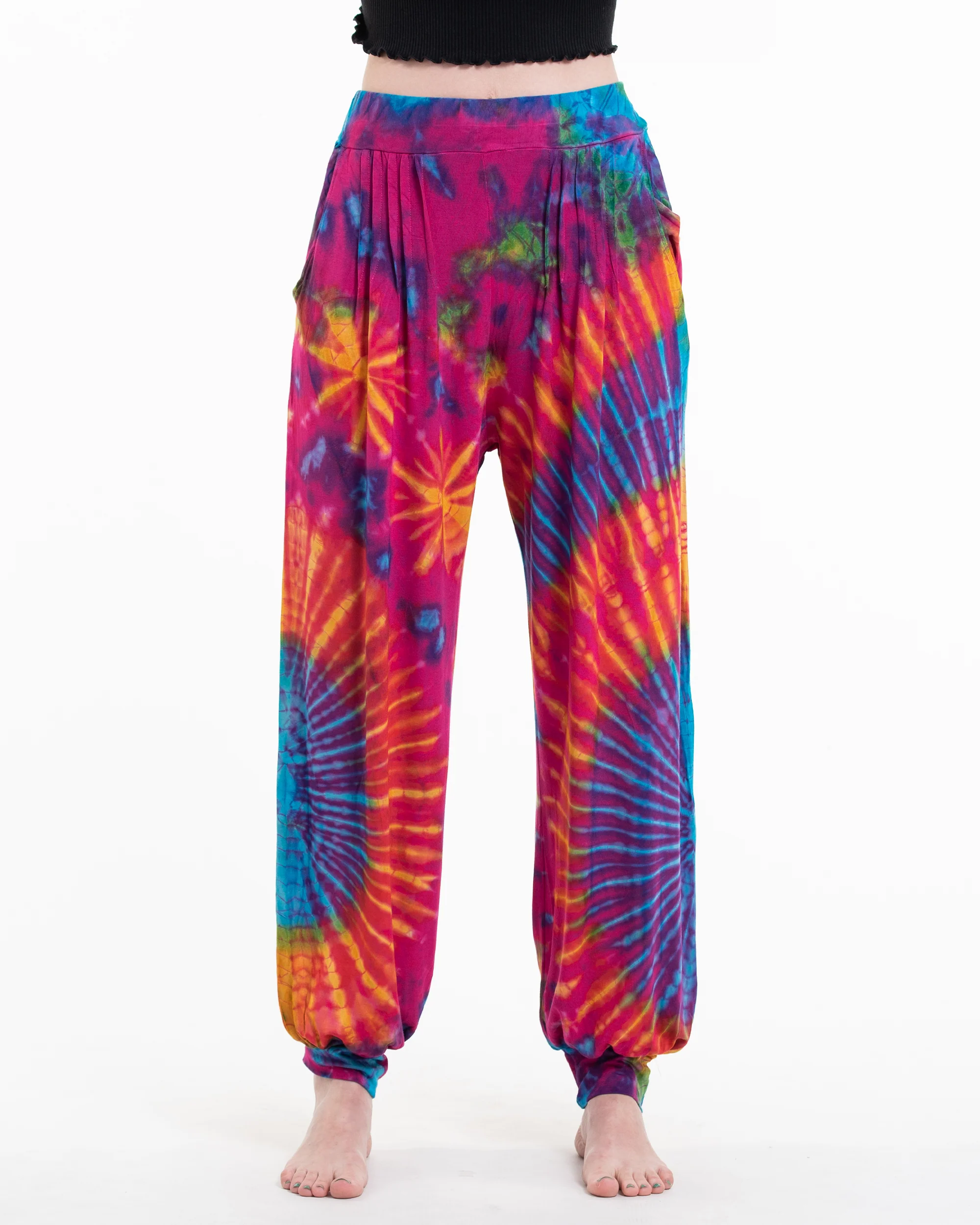 Tie Dye Cotton Women Harem Pants in Pink